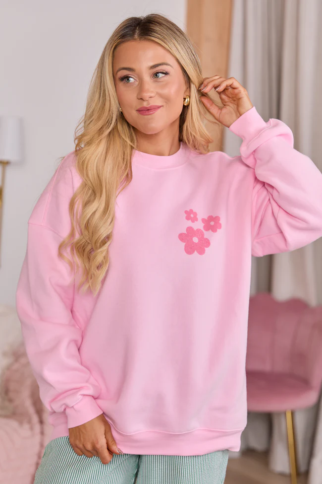 Look For The Good Light Pink Graphic Sweatshirt