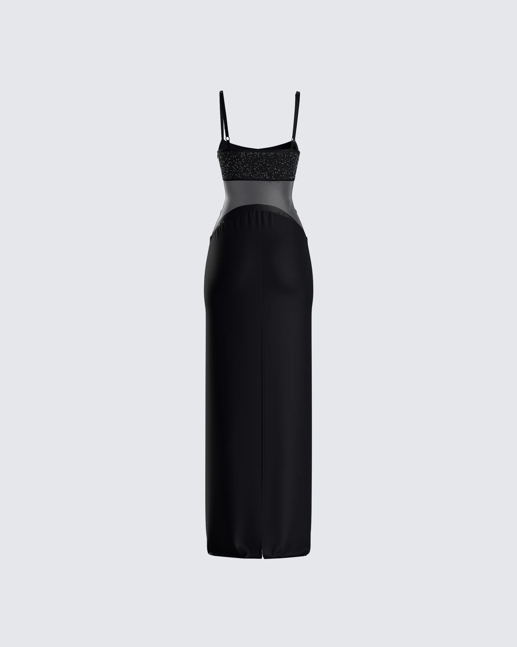 Tahlia Black Rhinestone Maxi Dress
