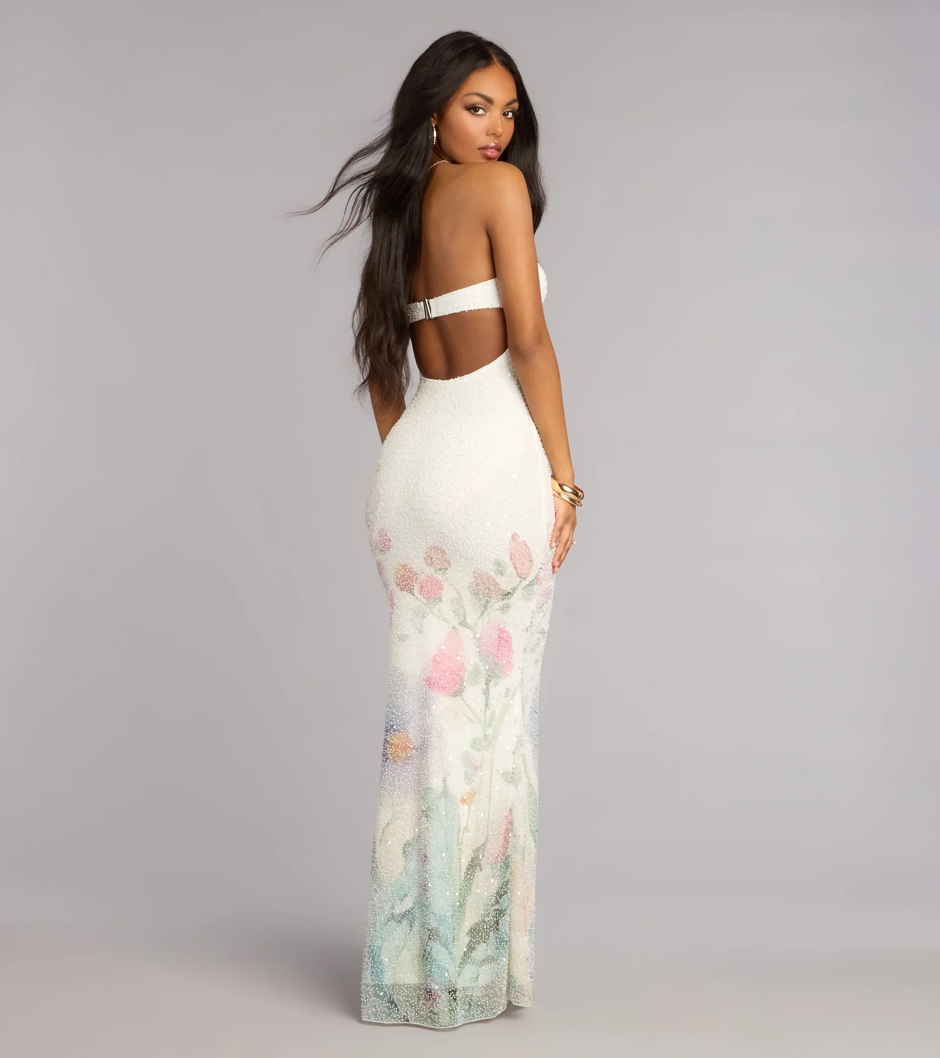 Jenna Floral Bead Mermaid Formal Dress