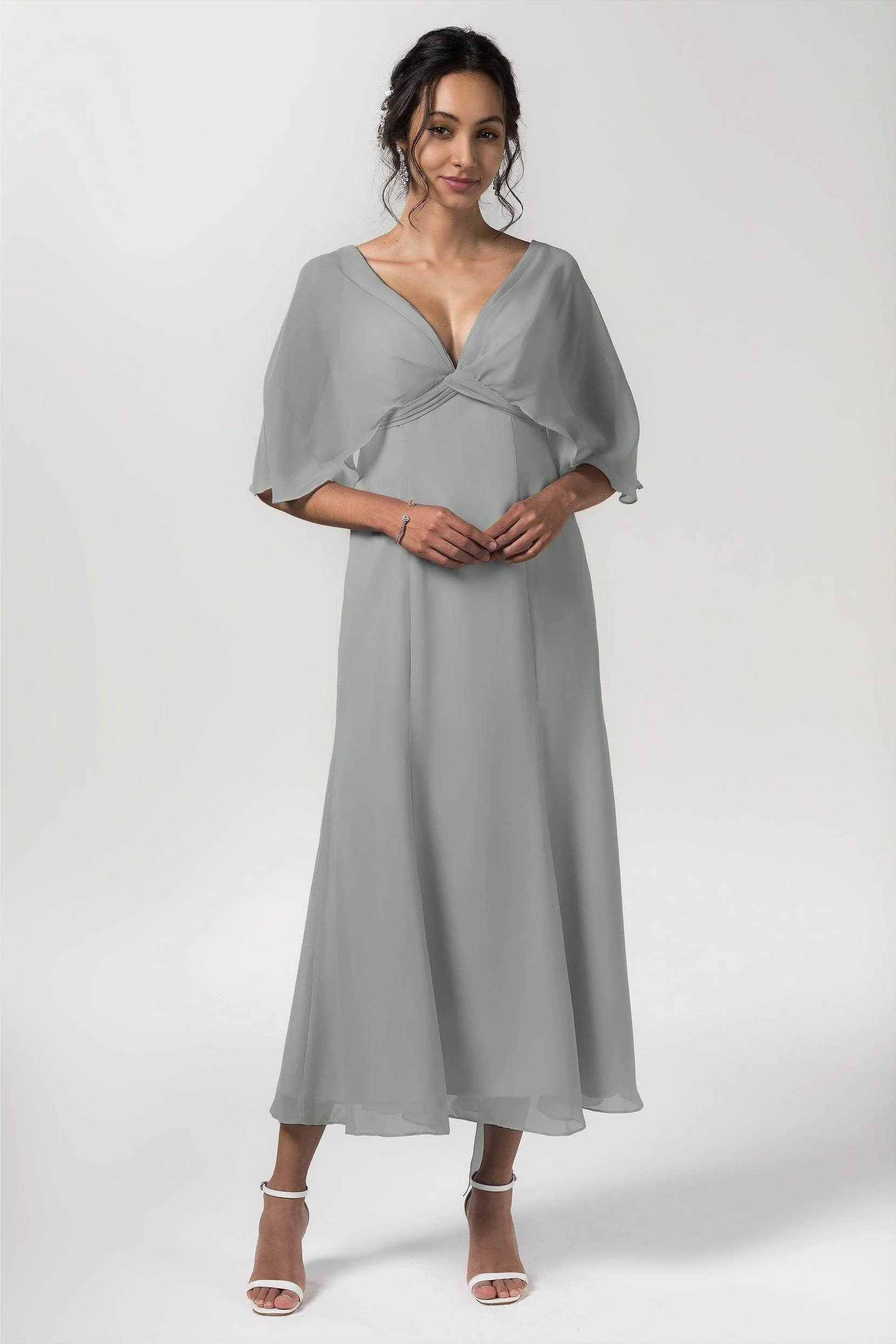 A-Line Tea Length Chiffon Bridesmaid Dress CB0553
