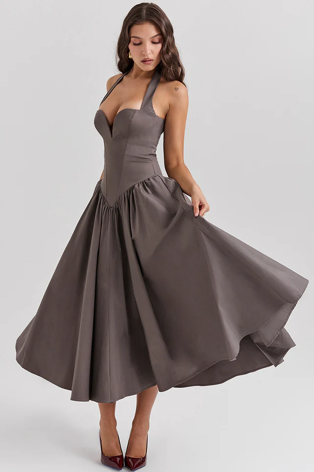 Coquette Scarlet Halter Midi Dress