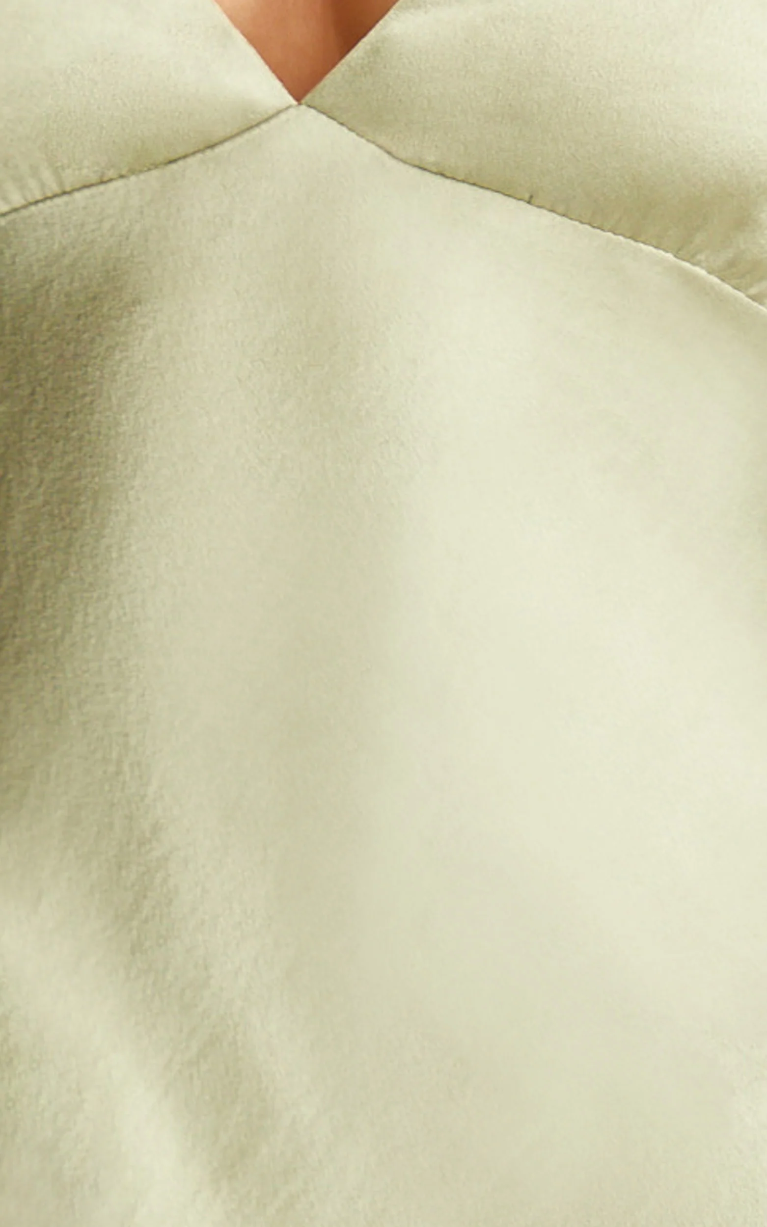 Khalani Midi Dress - Deep V Neck Satin Slip Dress in Light Olive