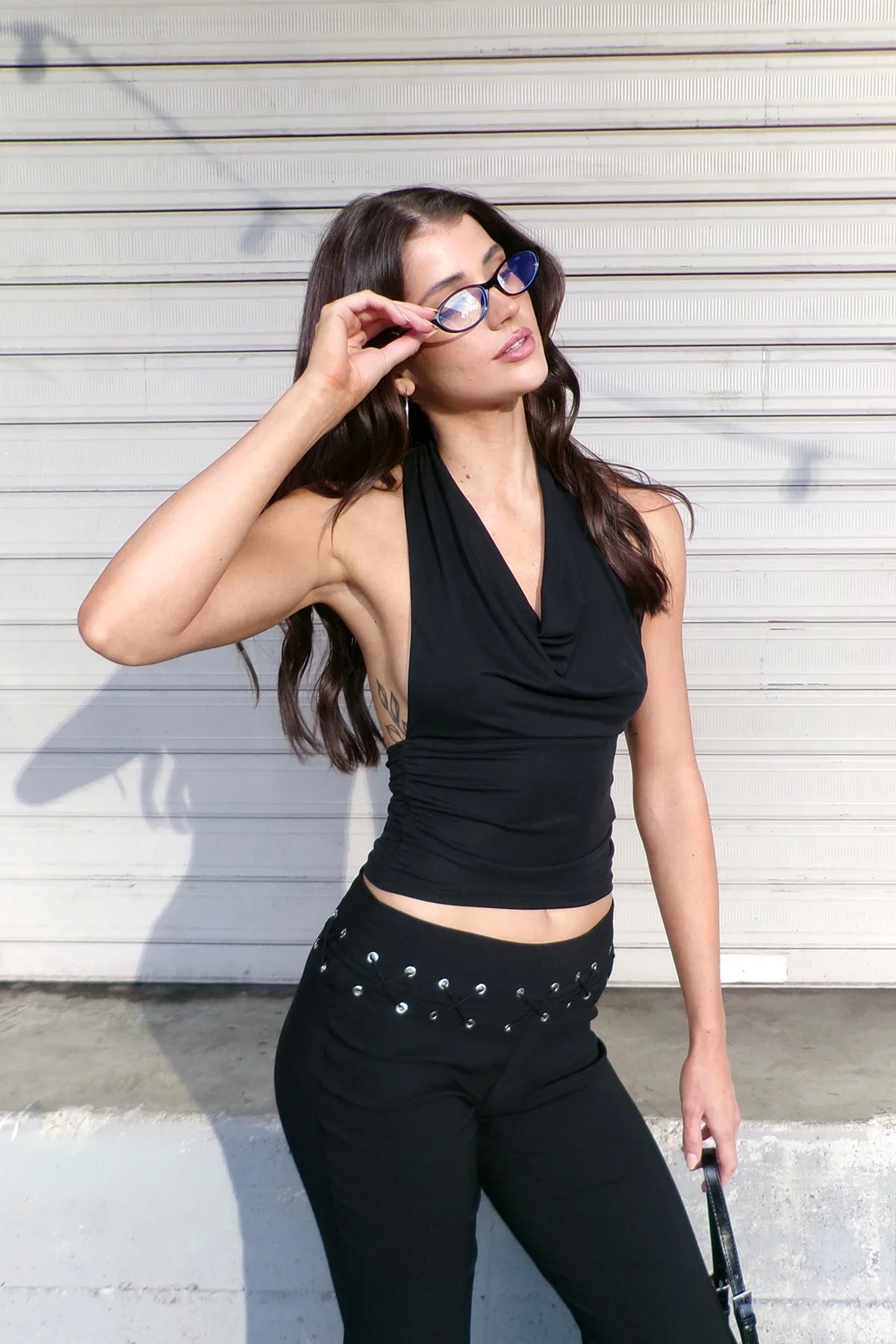 Motel Nyra Top Cupro Black
