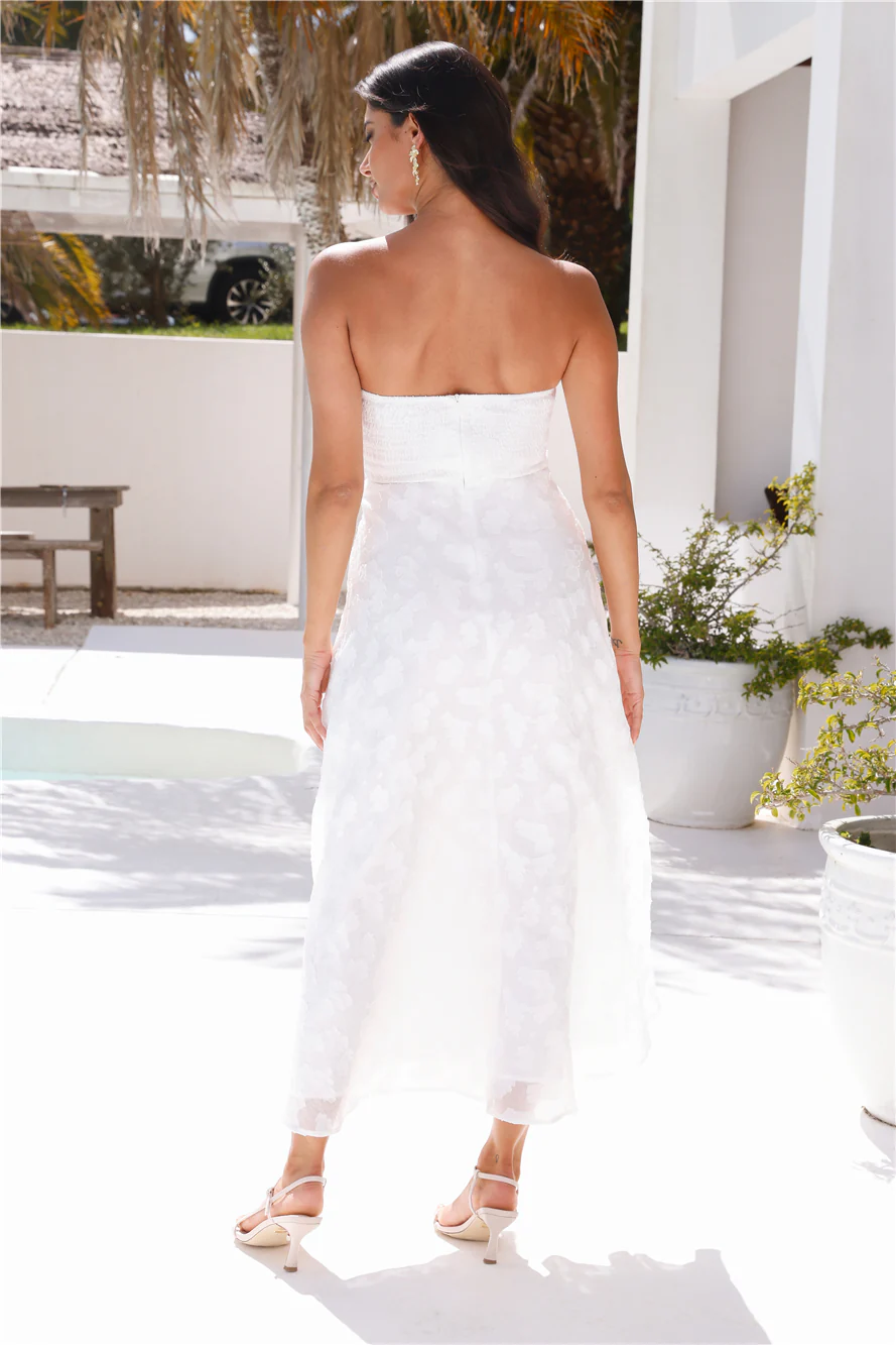 Talk About Yourself Strapless Maxi Dress White - luluinthesky