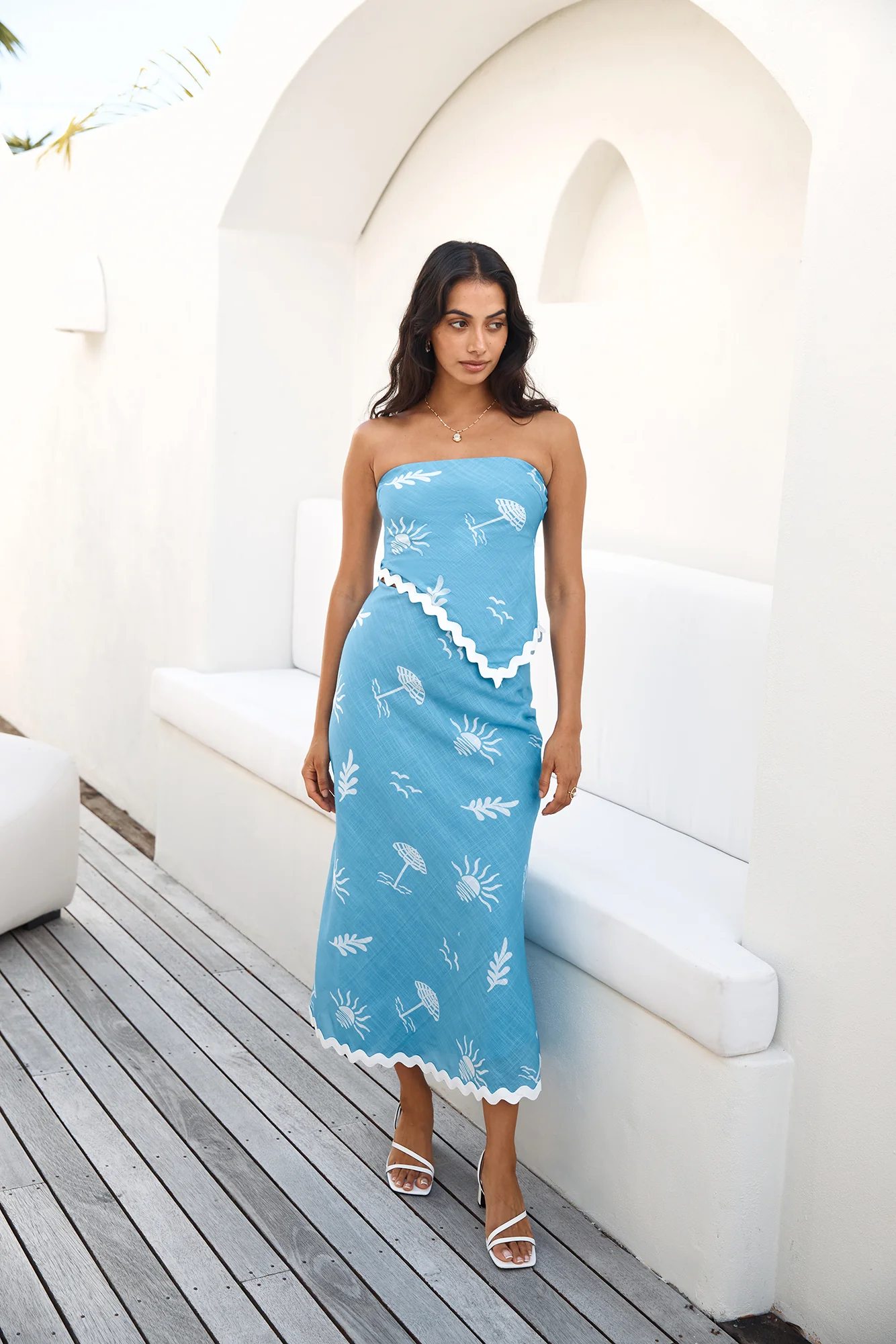 Vacation Away Maxi Skirt Blue