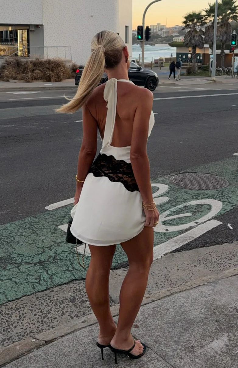 Cupids Bow Mini Dress Cream/Black
