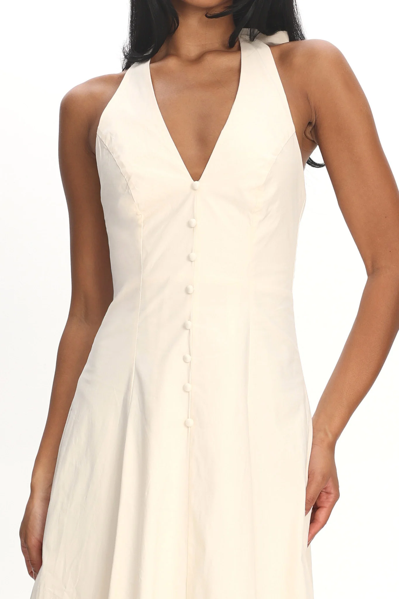 Brea Halterneck Midi Dress Vanilla - luluinthesky