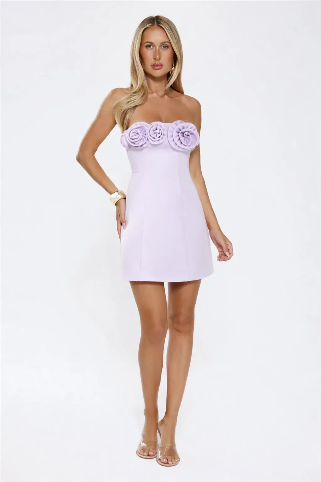 Rosette Strapless Mini Dress