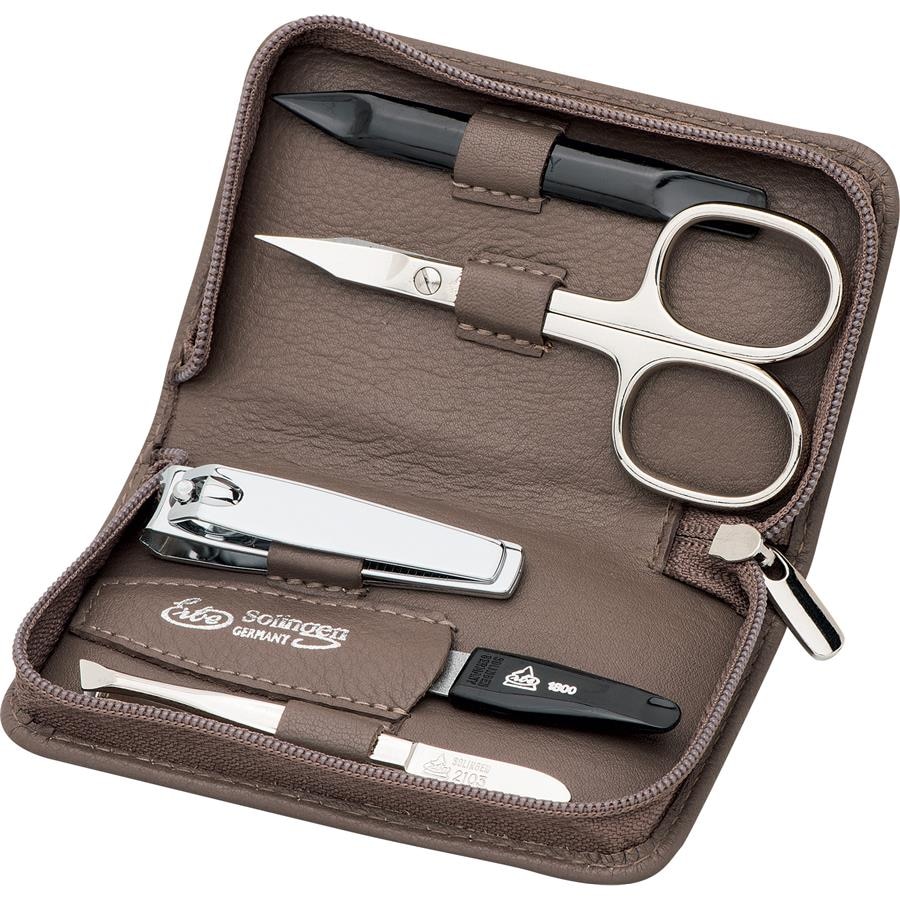 ERBE Etui do manikiru Etui do manicure z zamkiem błyskawicznym, 5-częściowe, taupe