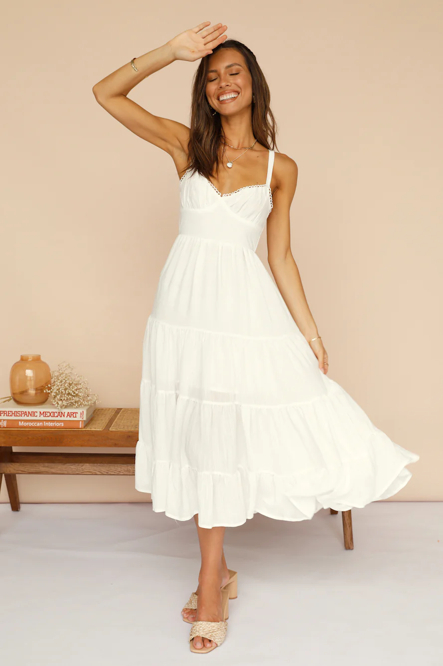 Somebody New Midi Dress White - luluinthesky