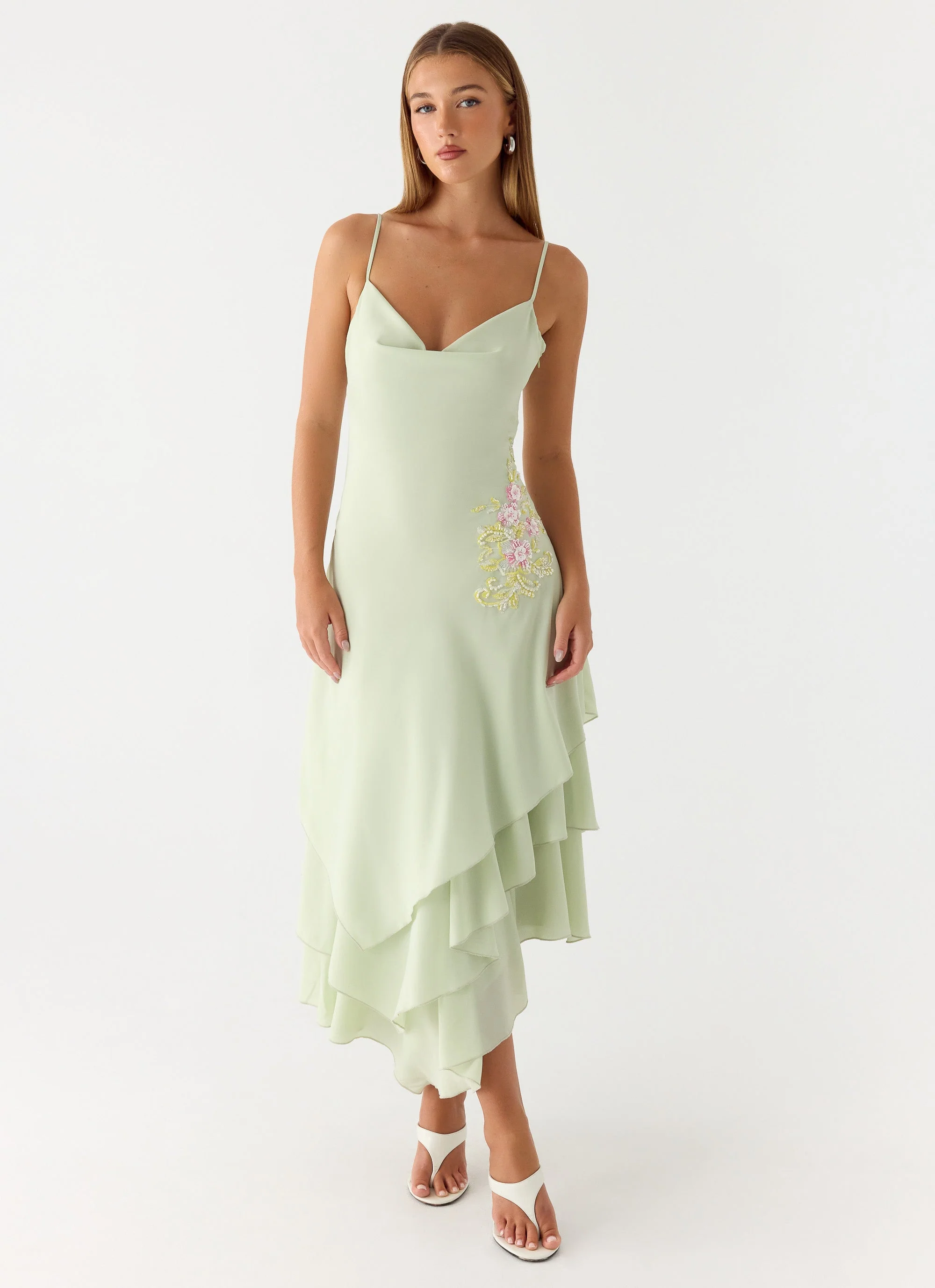 Trisette Midi Dress - Lime - luluinthesky