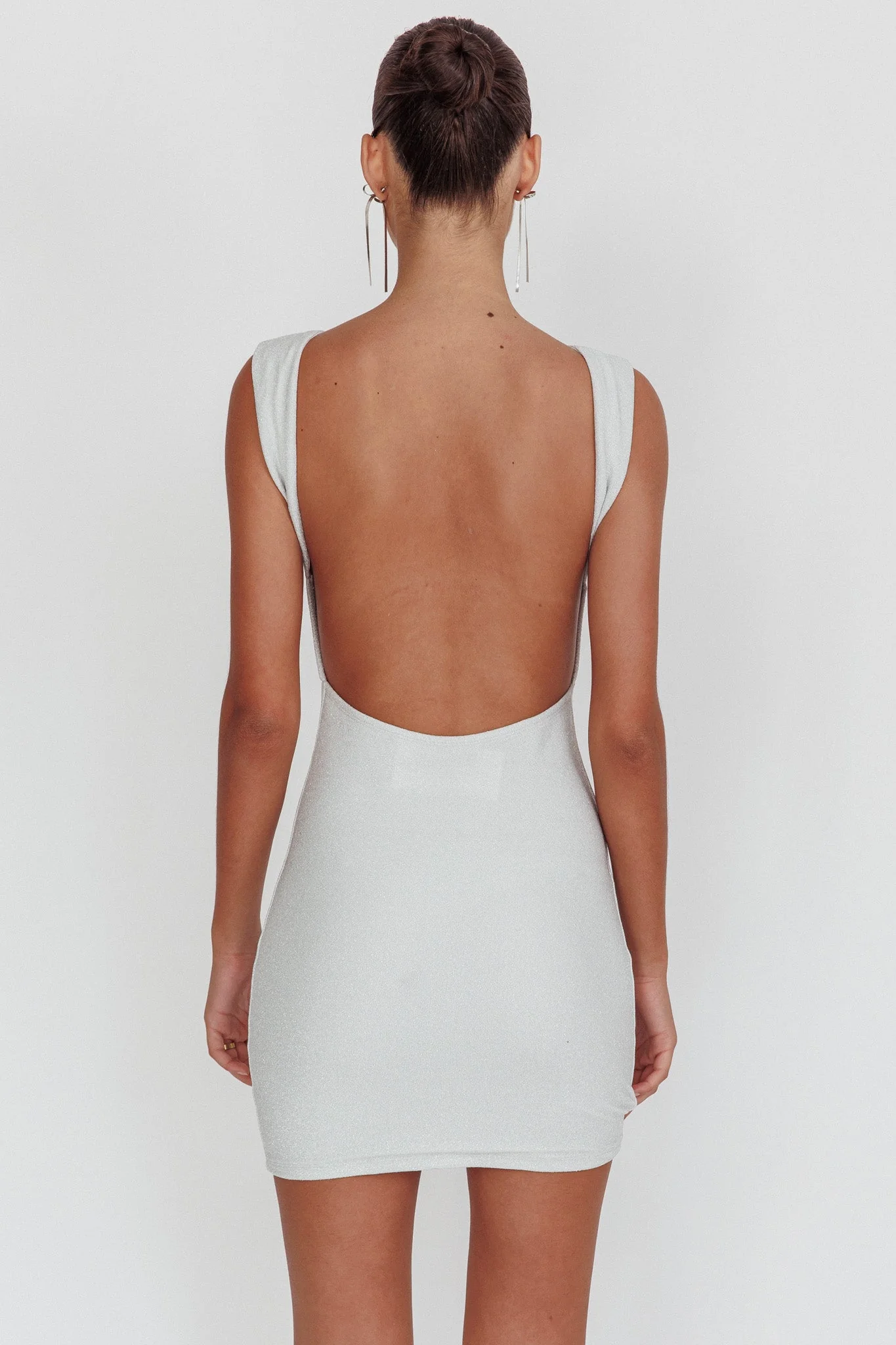 Ayda Backless Mini Dress Silver
