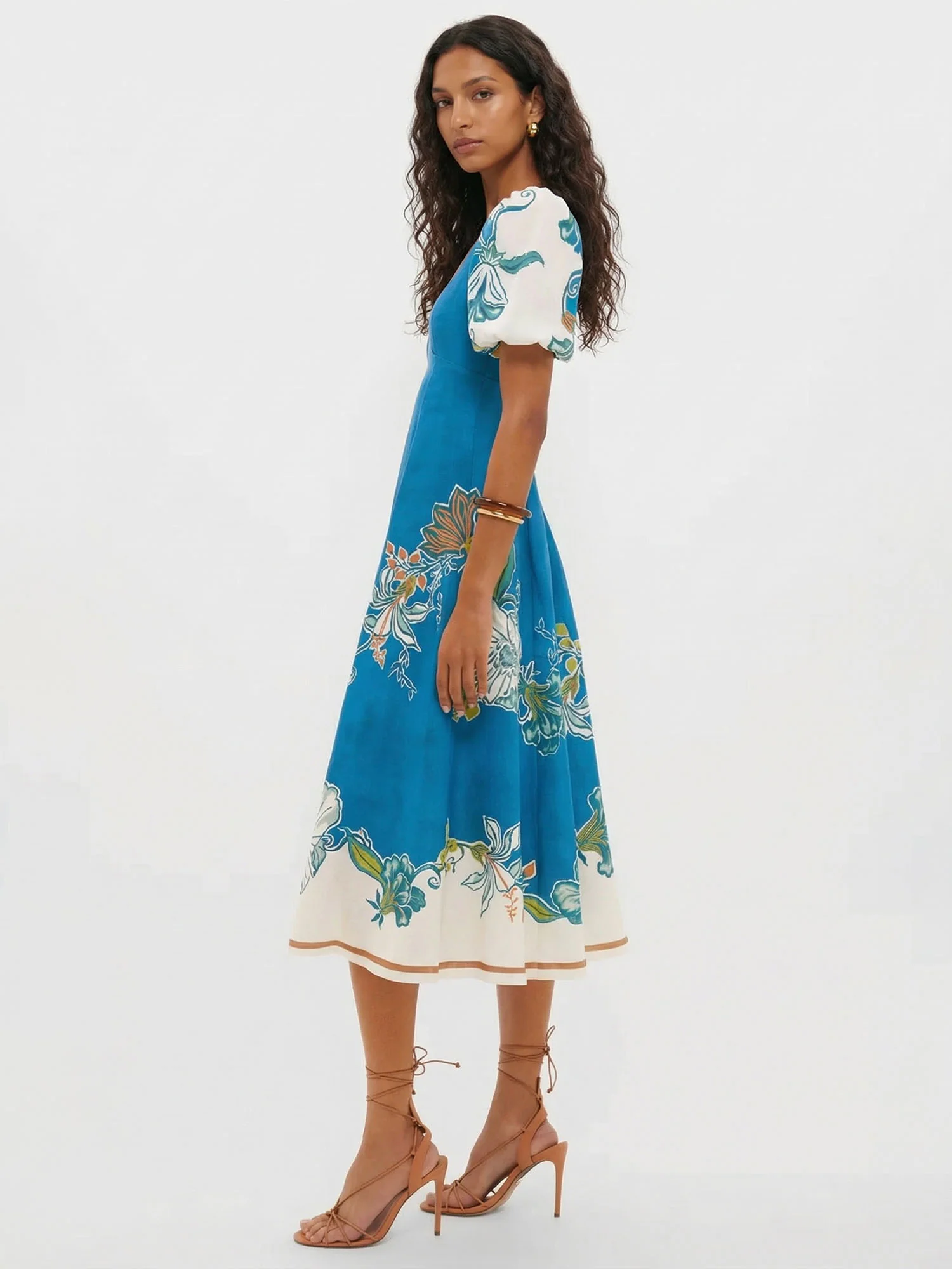 Azure Bloom Midi Dress