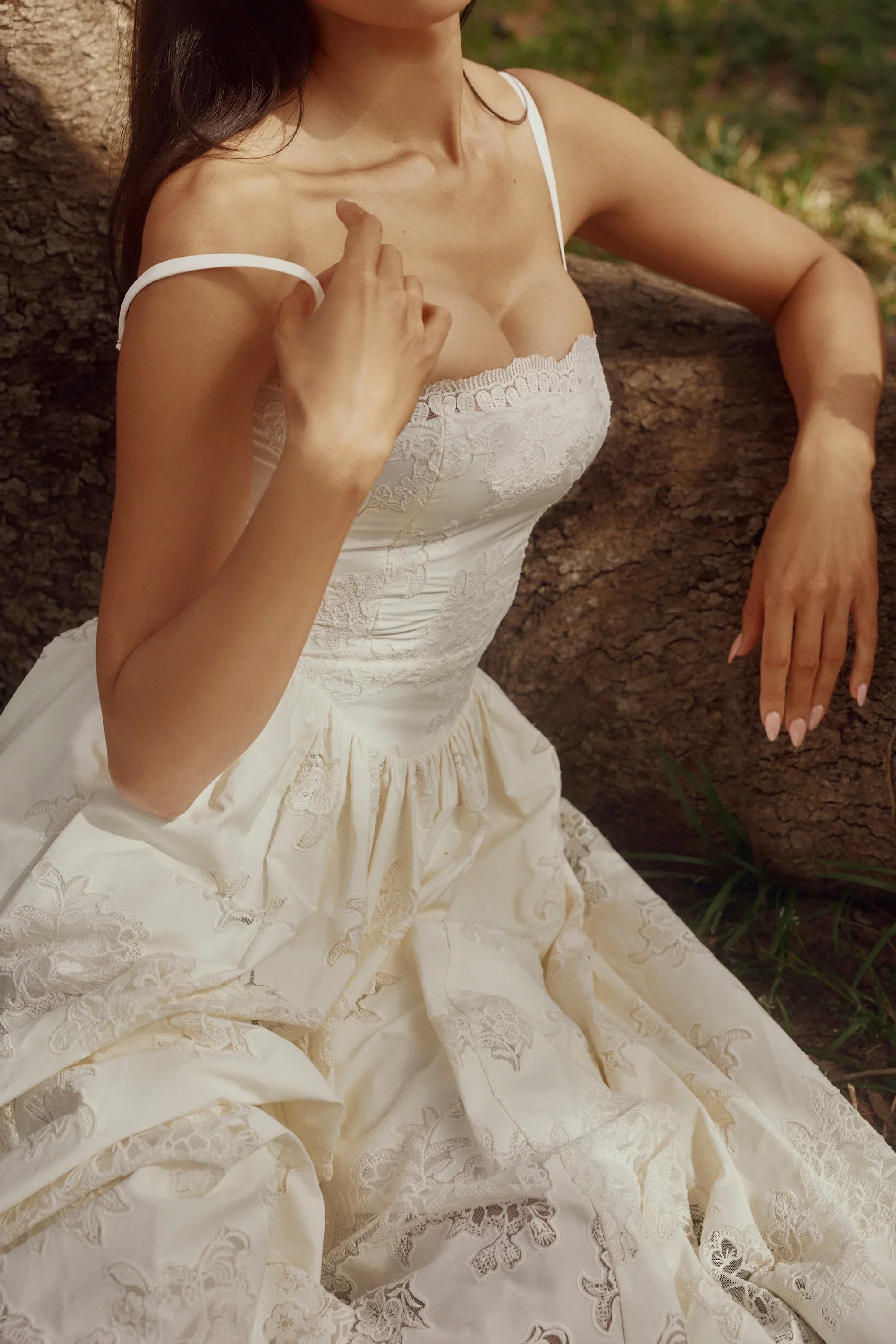 White Custom Lace + Cotton Midi Sundress