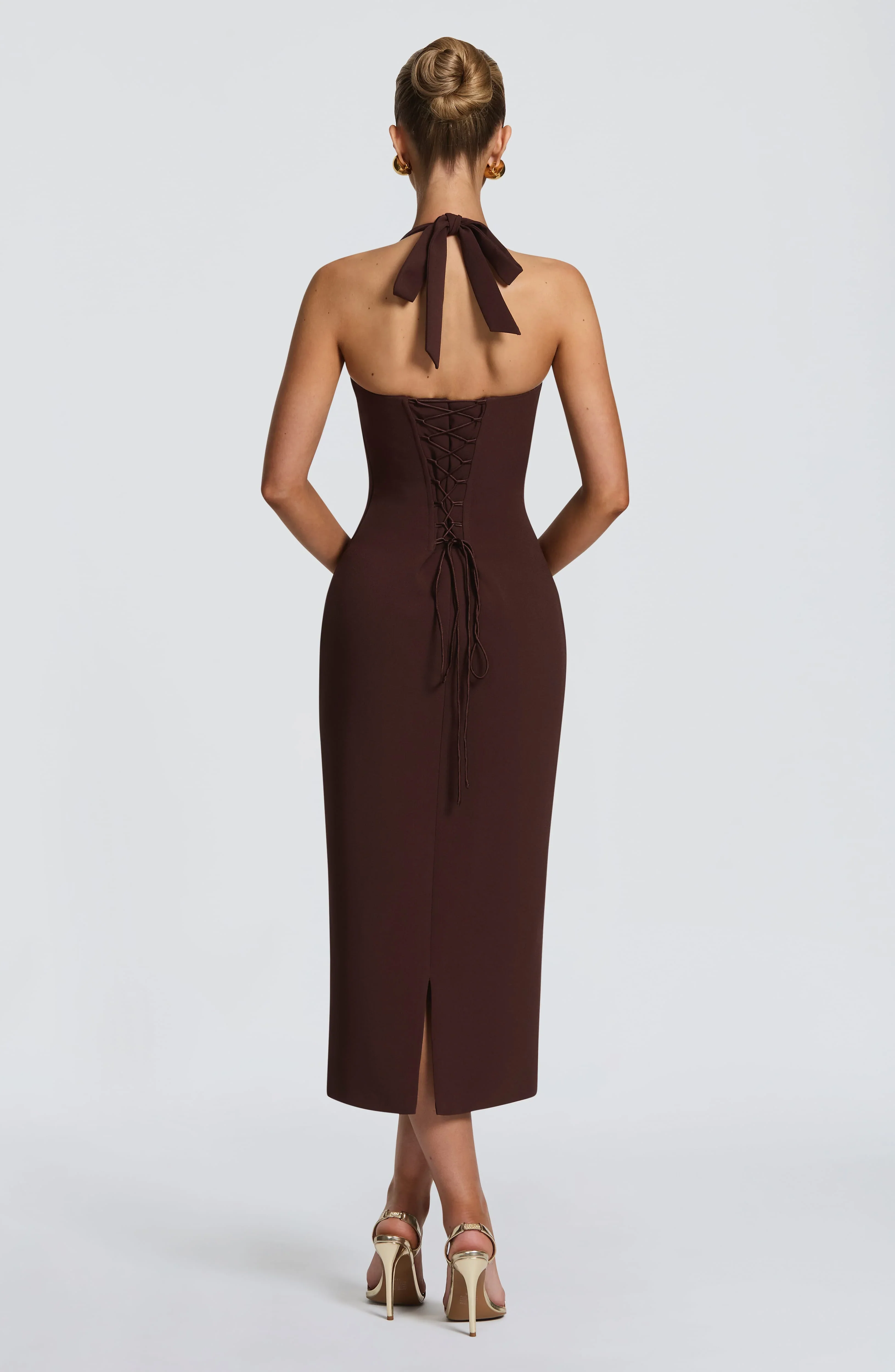 Cassia Midi Dress - Plum Brown