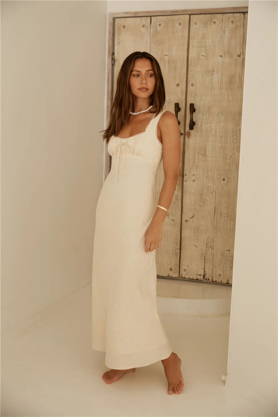 Lemon Squeeze Maxi Dress Beige - luluinthesky