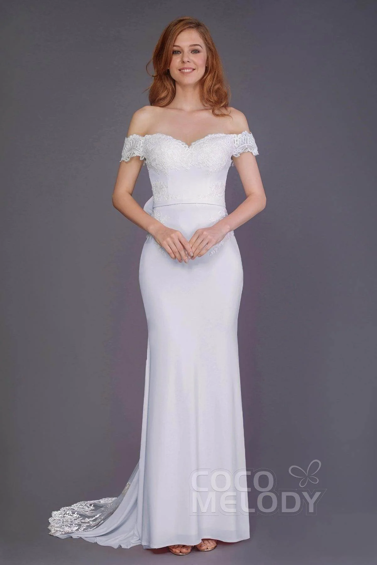 Mermaid Sweep Train Knitted Fabric Bridesmaid Dress PR3491
