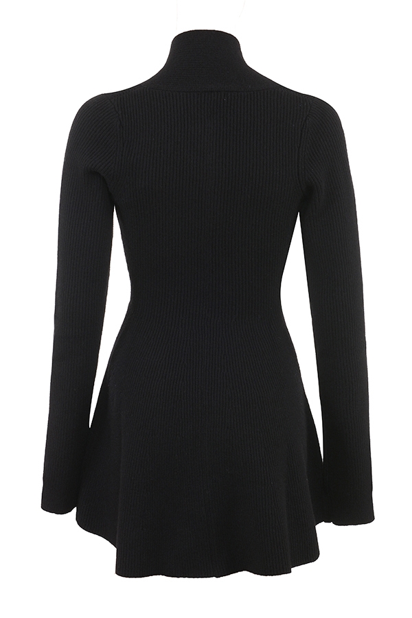 Black Wool Knitted Cardigan Dress