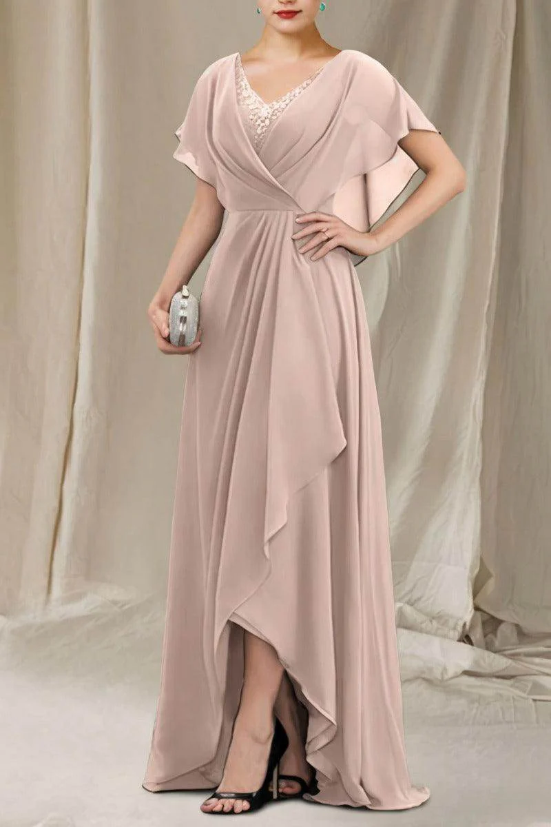 A-Line Sweep-Brush Train Chiffon Mother Dress CM0080