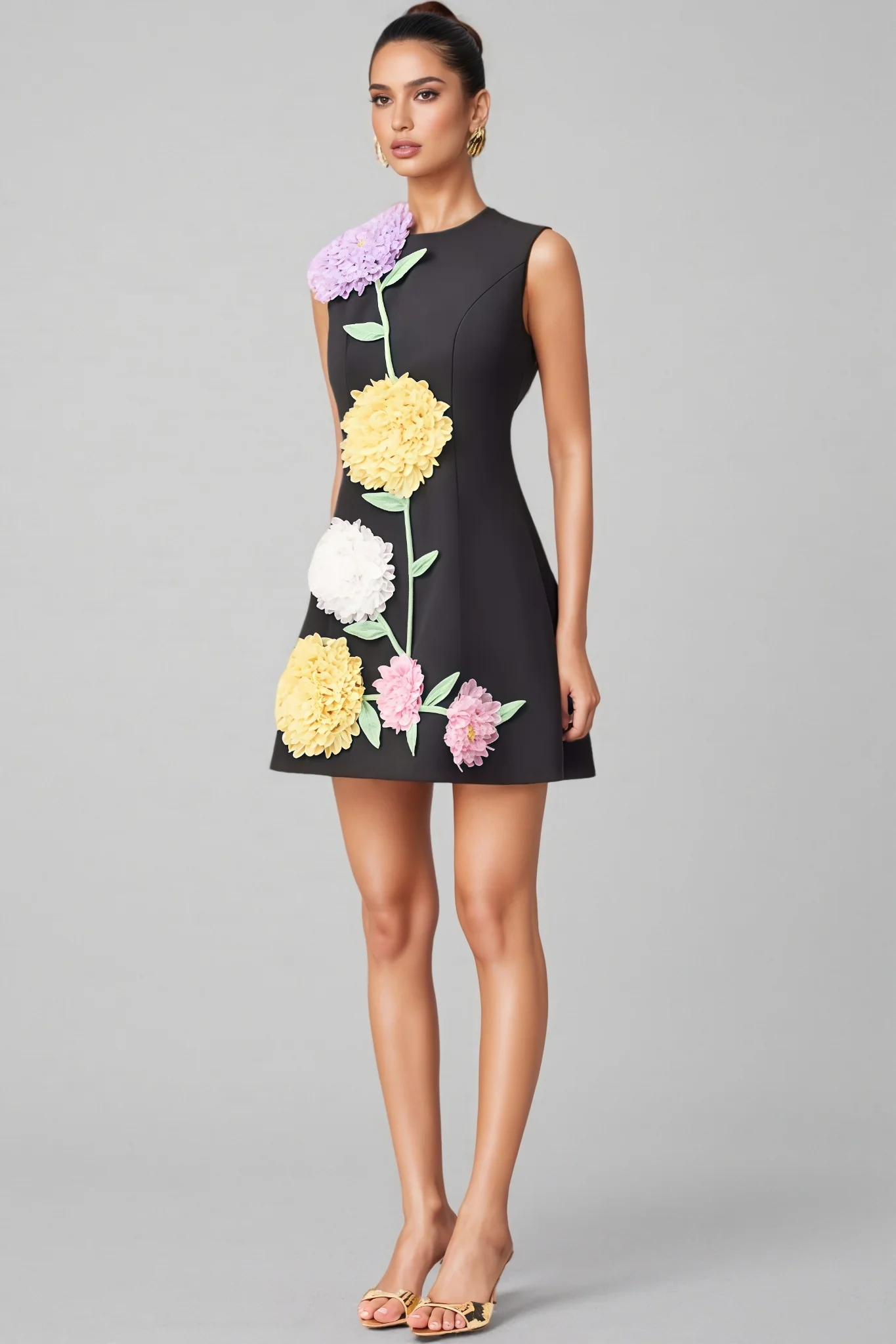 Codi Black Buttercup Embroidered Mini Dress - luluinthesky