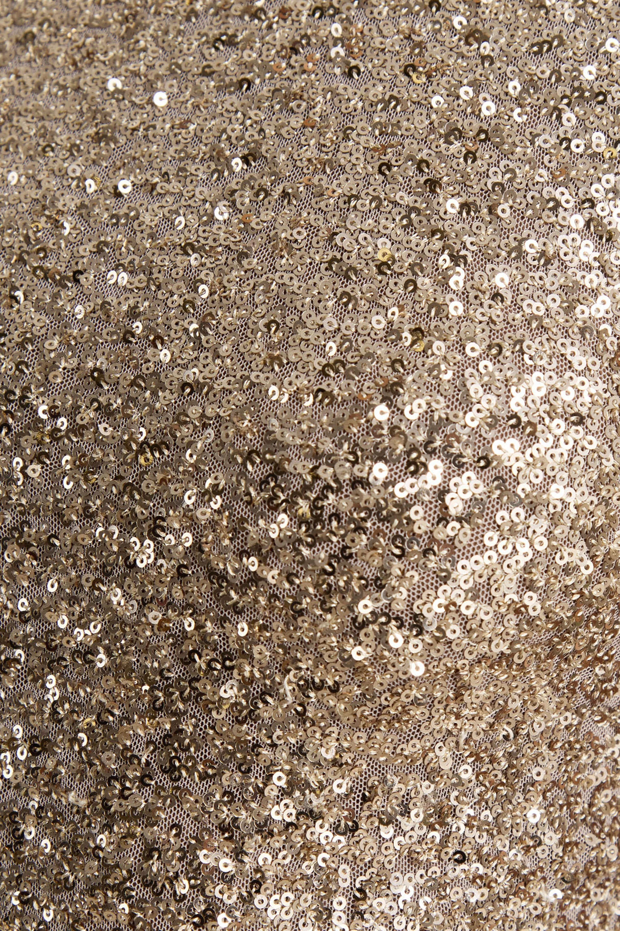 Tulia | Champagne Sequin High-Neck Maxi Dress