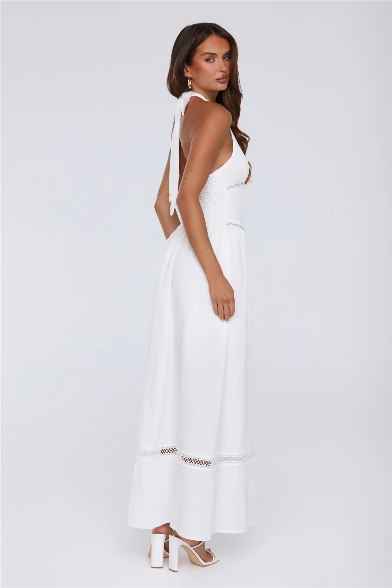 Pastel Promises Halter Maxi Dress White - luluinthesky