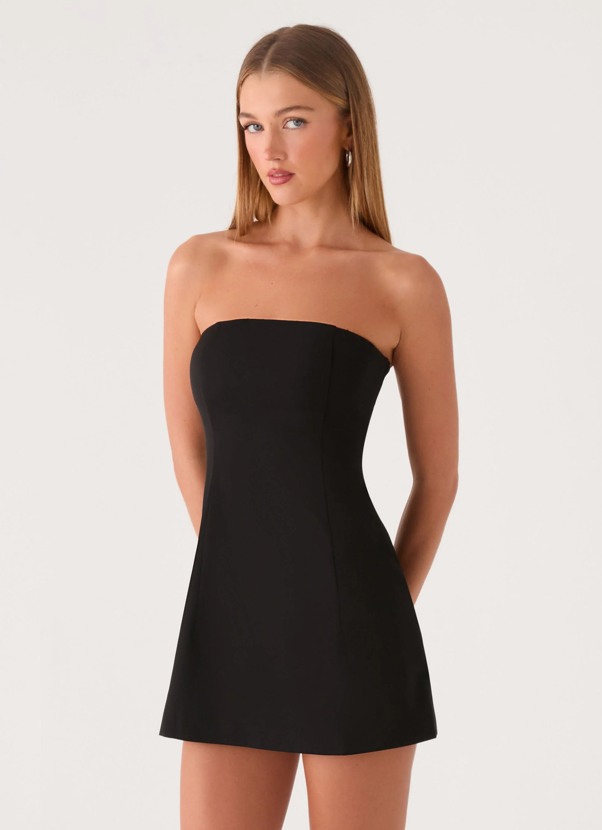 Della Strapless Mini Dress - Black - luluinthesky