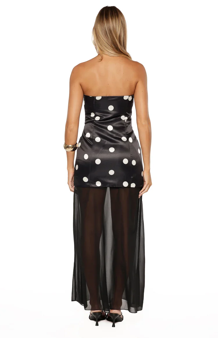 Eden Black Polka Dot Maxi Dress