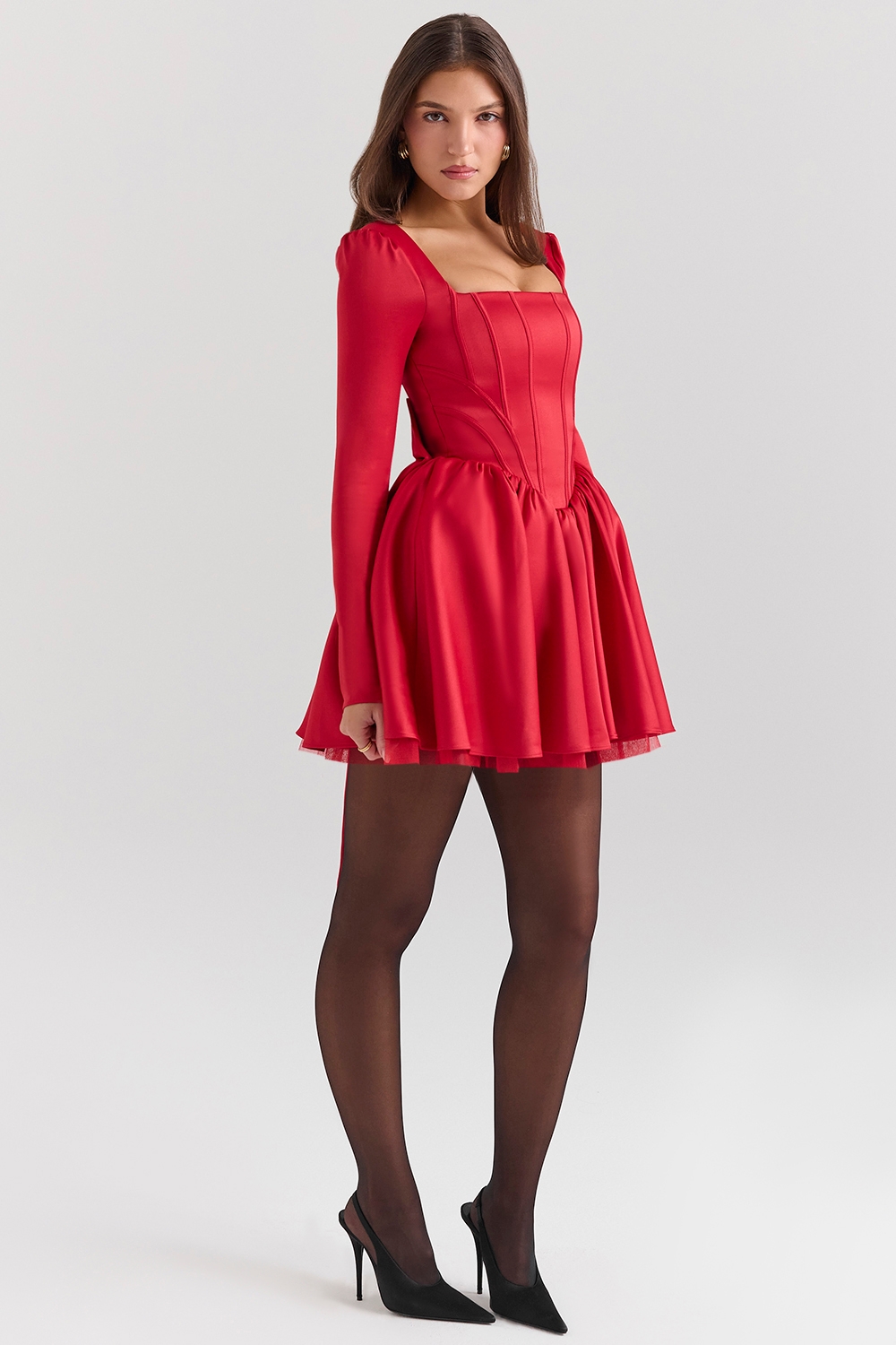 Holly Red Removable Bow Tulle Mini Dress