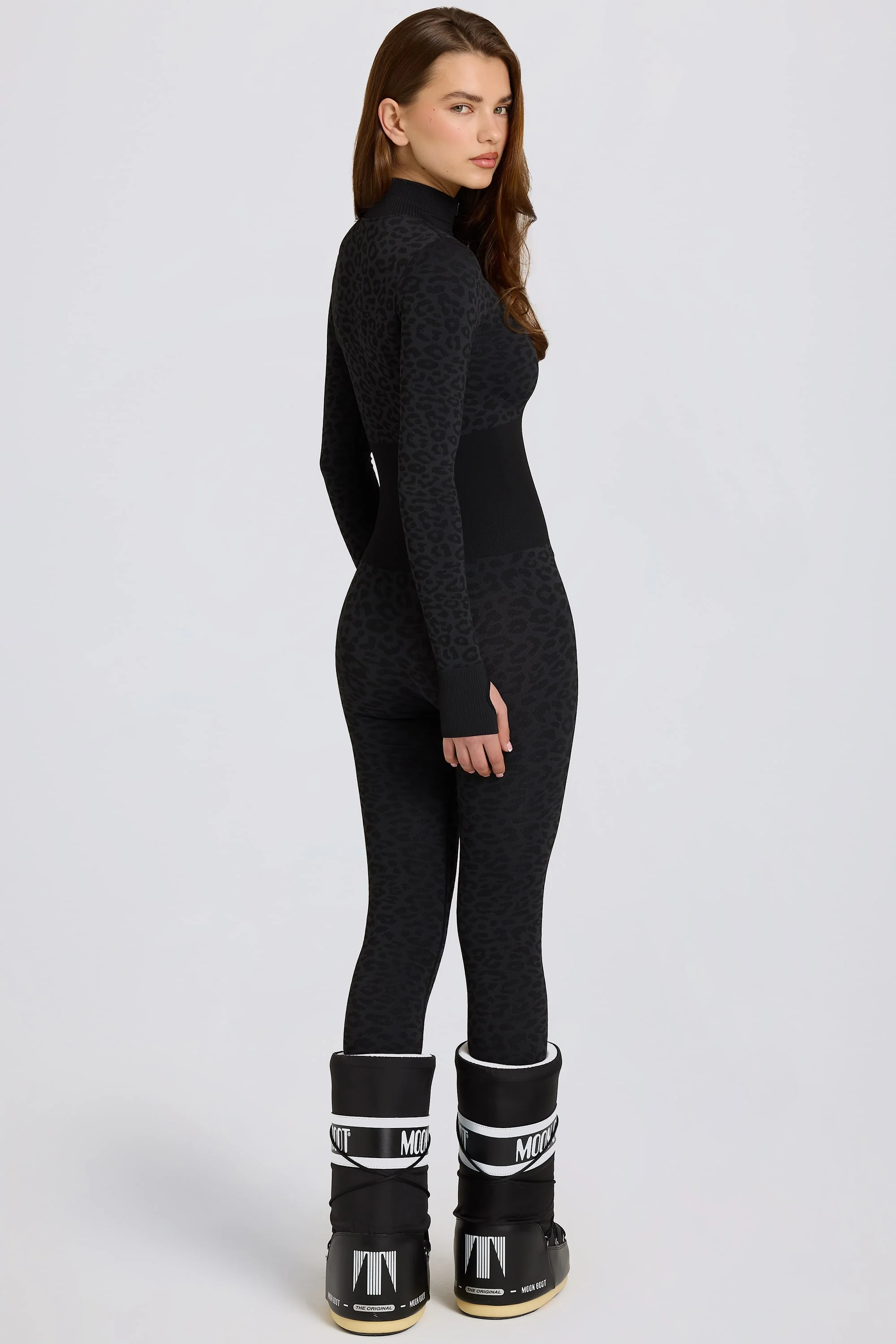 Thermal Base-Layer Jumpsuit in Black Leopard