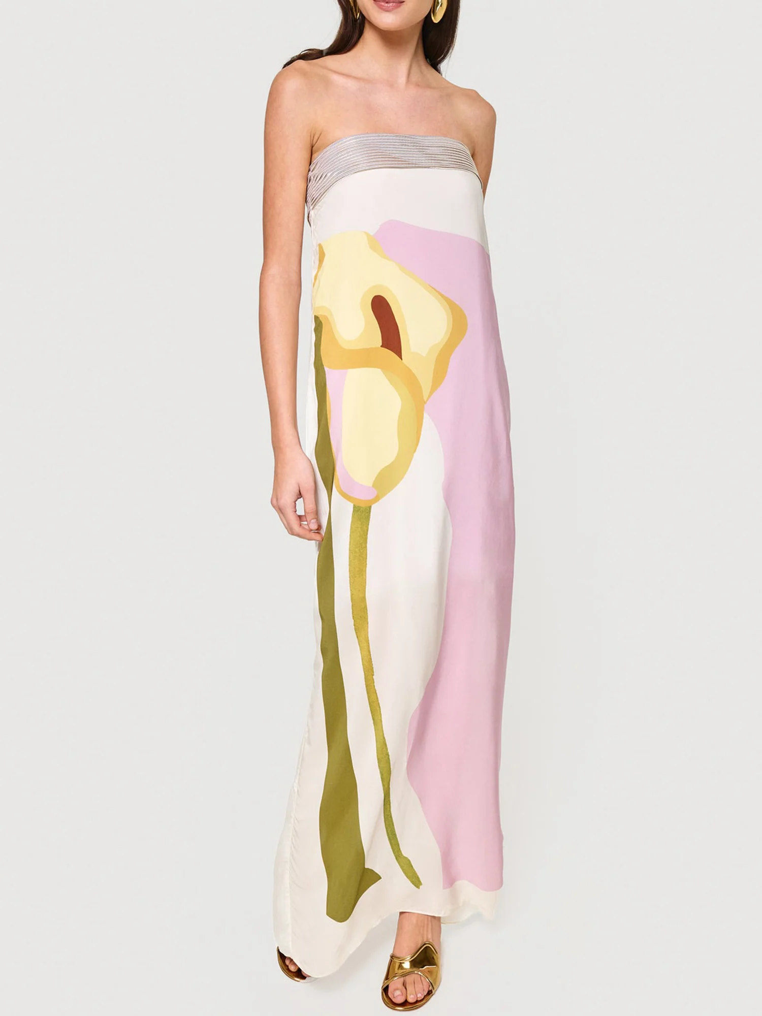 Watercolor-Inspired Long Sleeve Maxi Dress