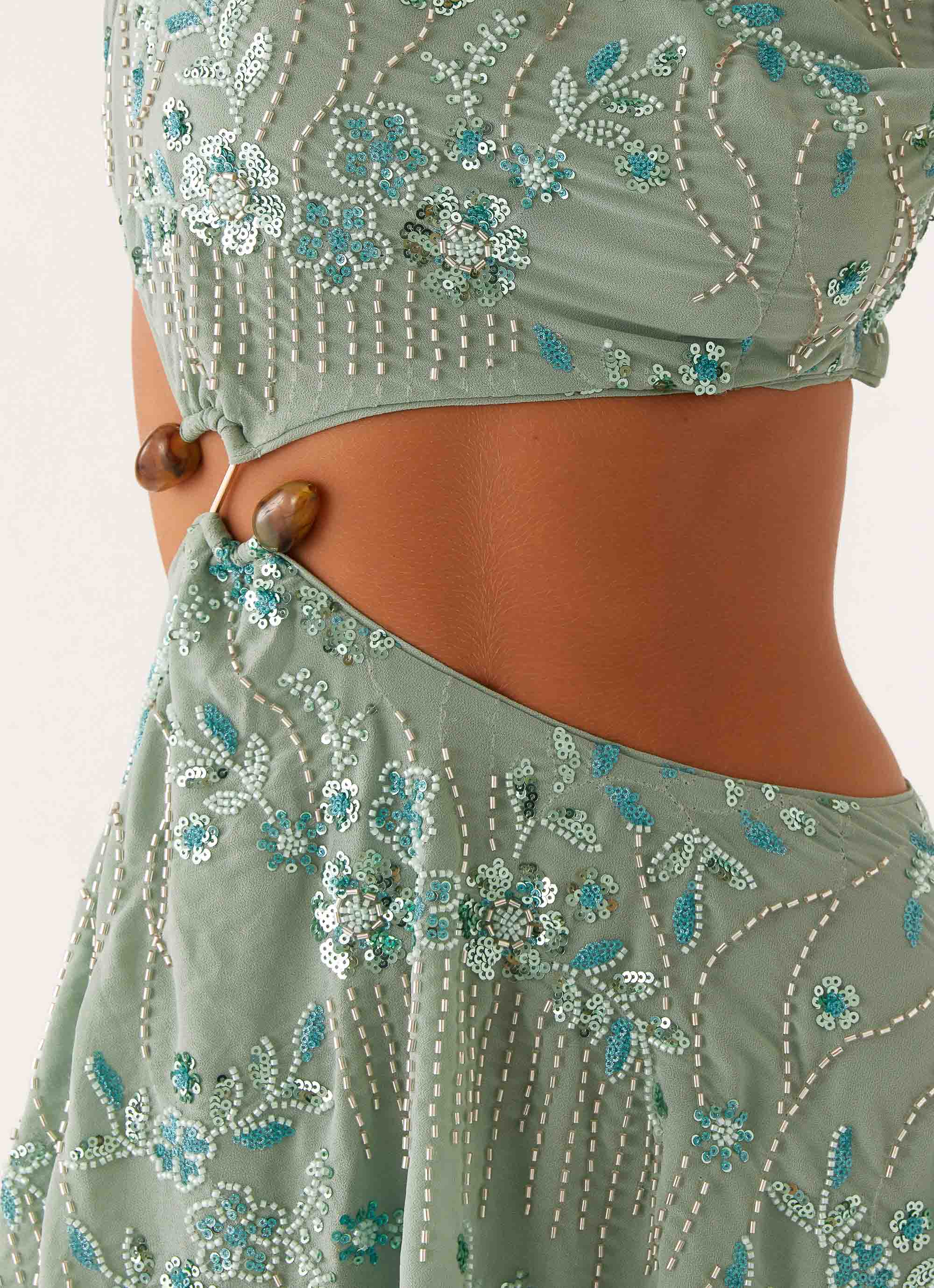 Aletta Sequin Mini Dress - Mint - luluinthesky