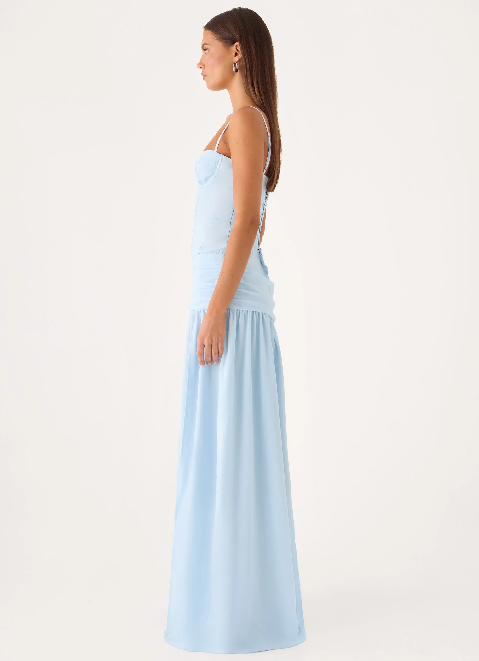 Clemence Bustier Maxi Dress - Blue - luluinthesky