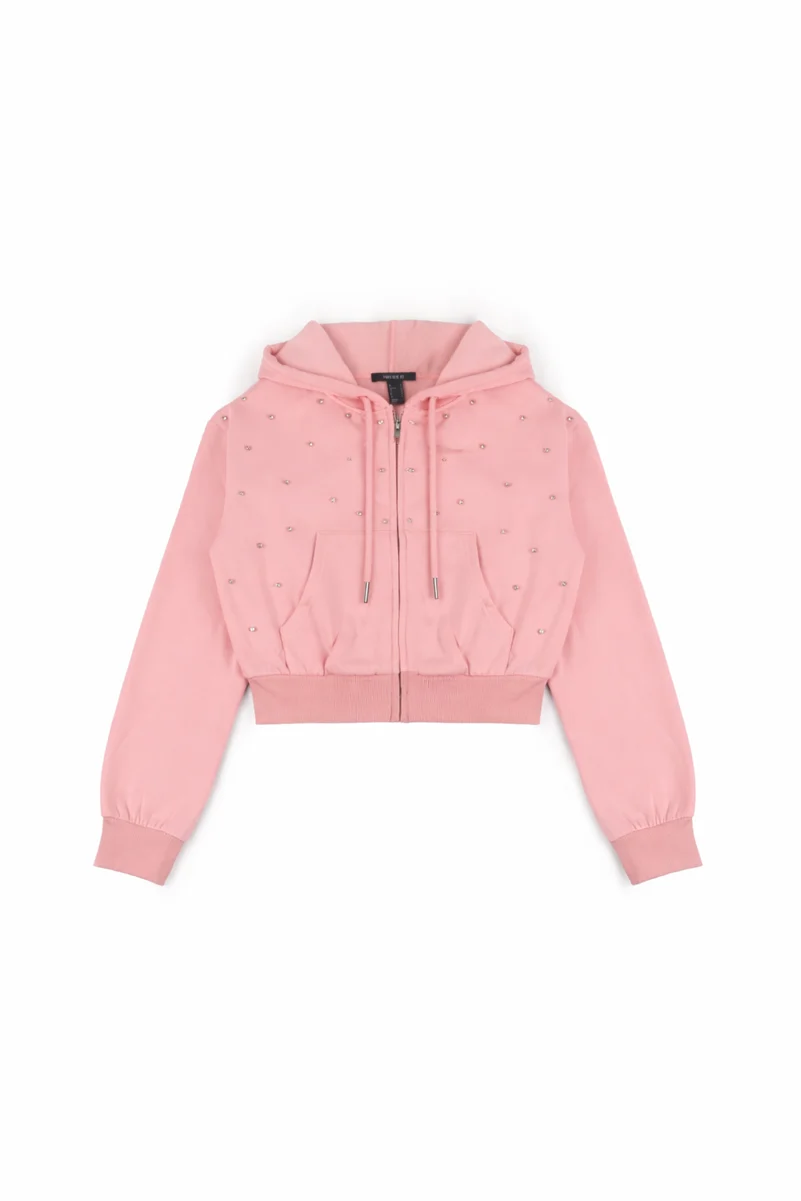 Cropped Embellished Hoodie