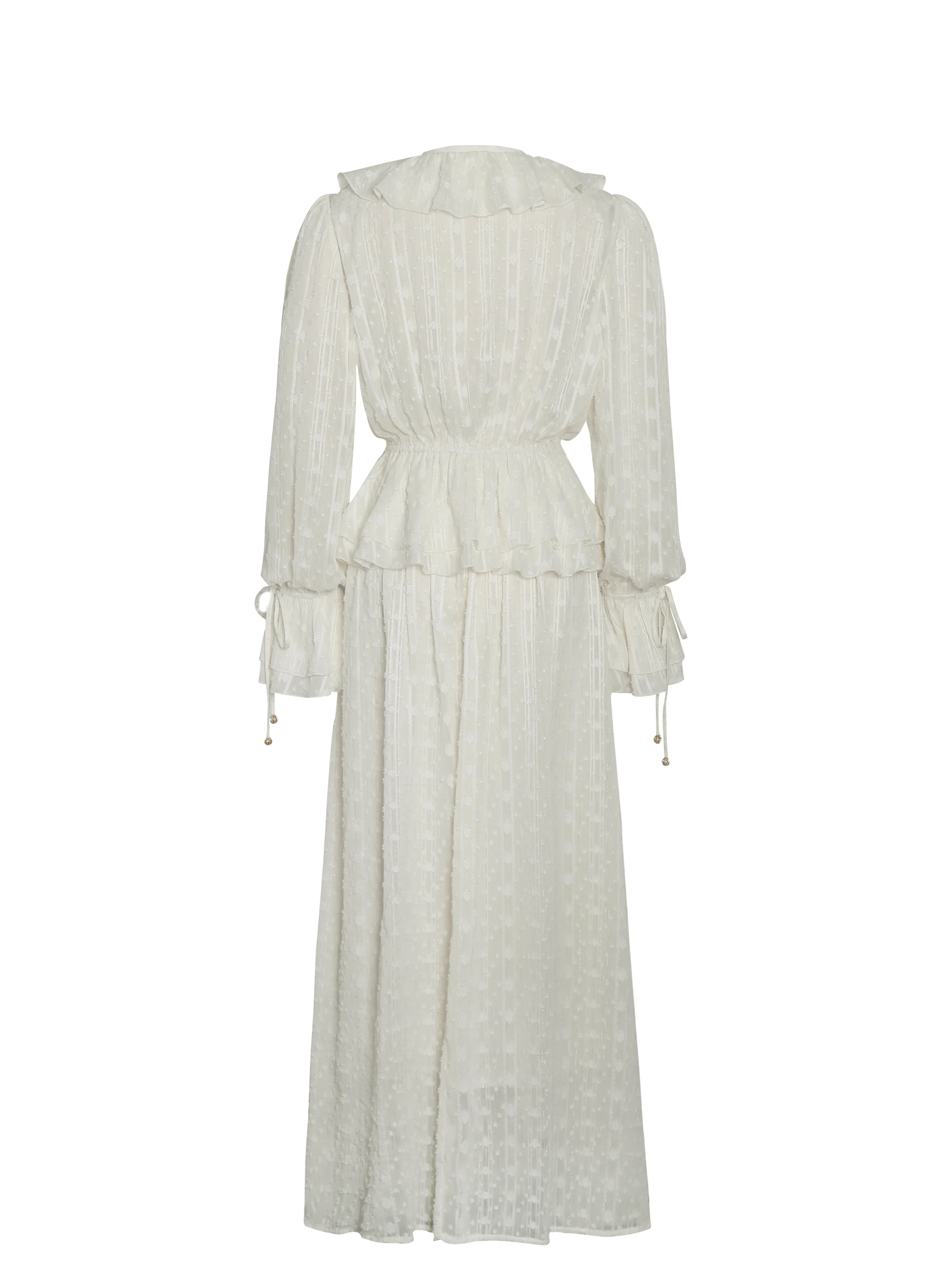 Safiya Jacquard Chiffon Long Sleeve Maxi Dress - FASHION NOB