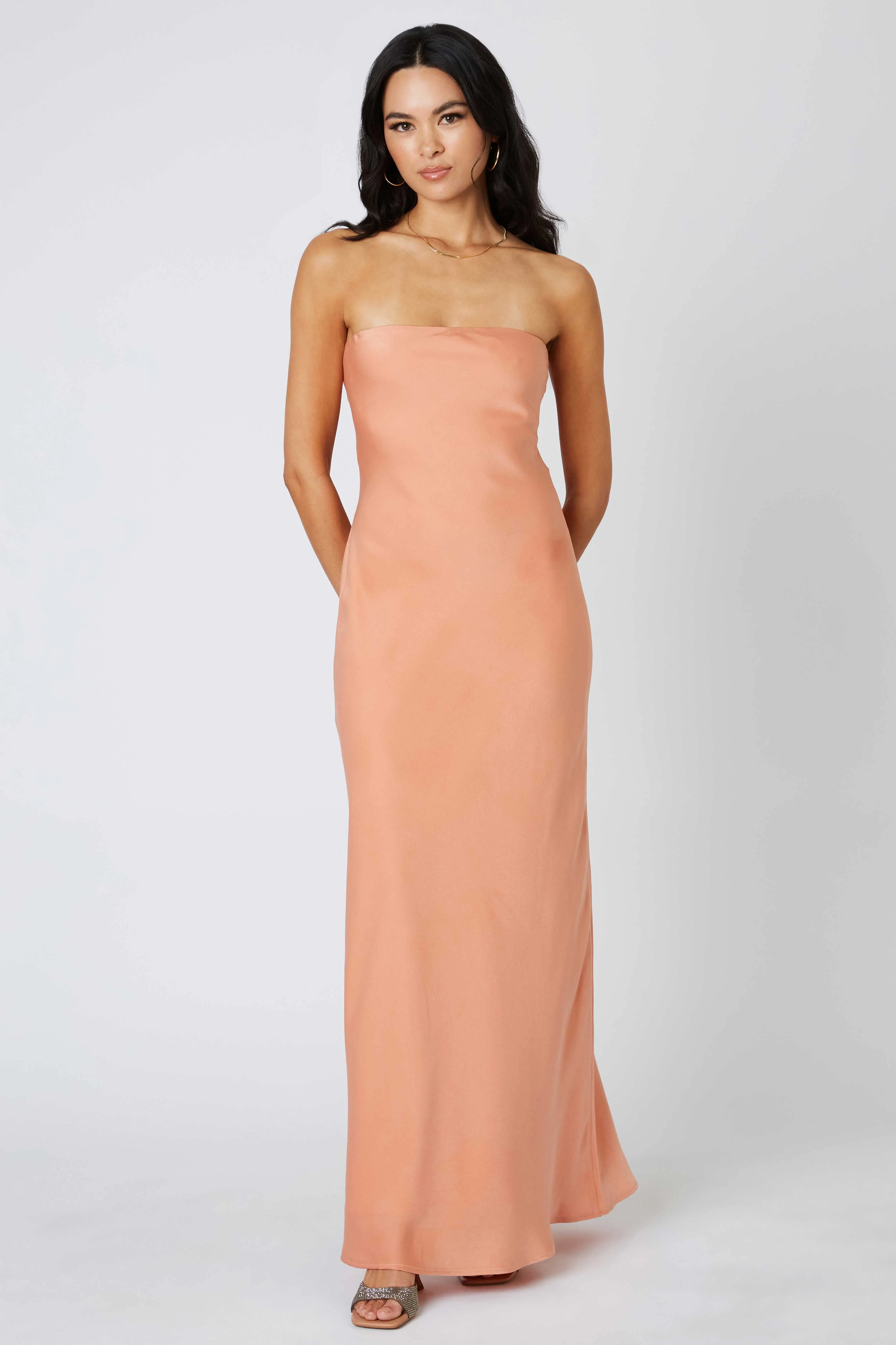 Tie-Back Strapless Maxi Dress