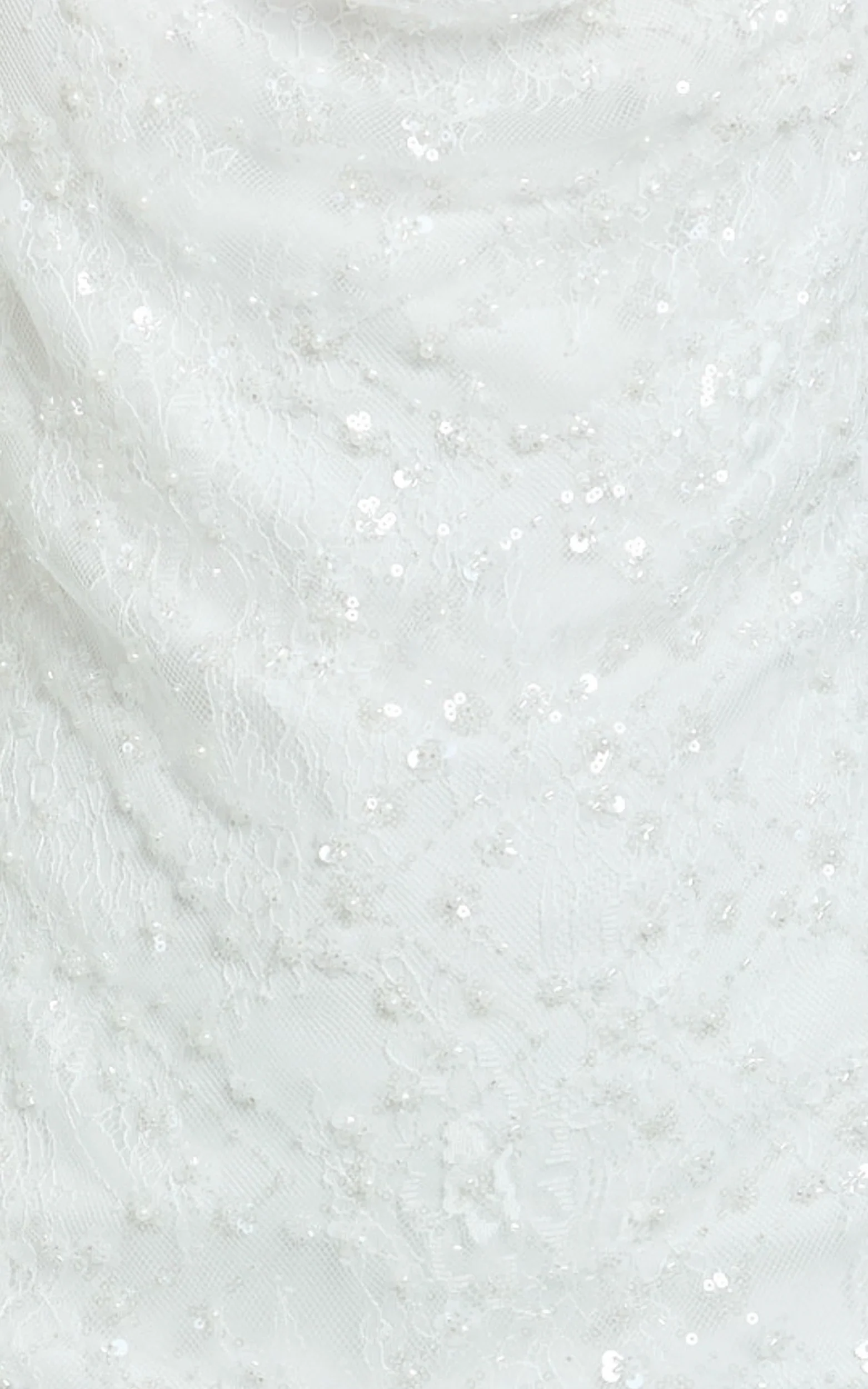 Alana Mini Dress - Sequin Lace Cowl Neck Dress in White