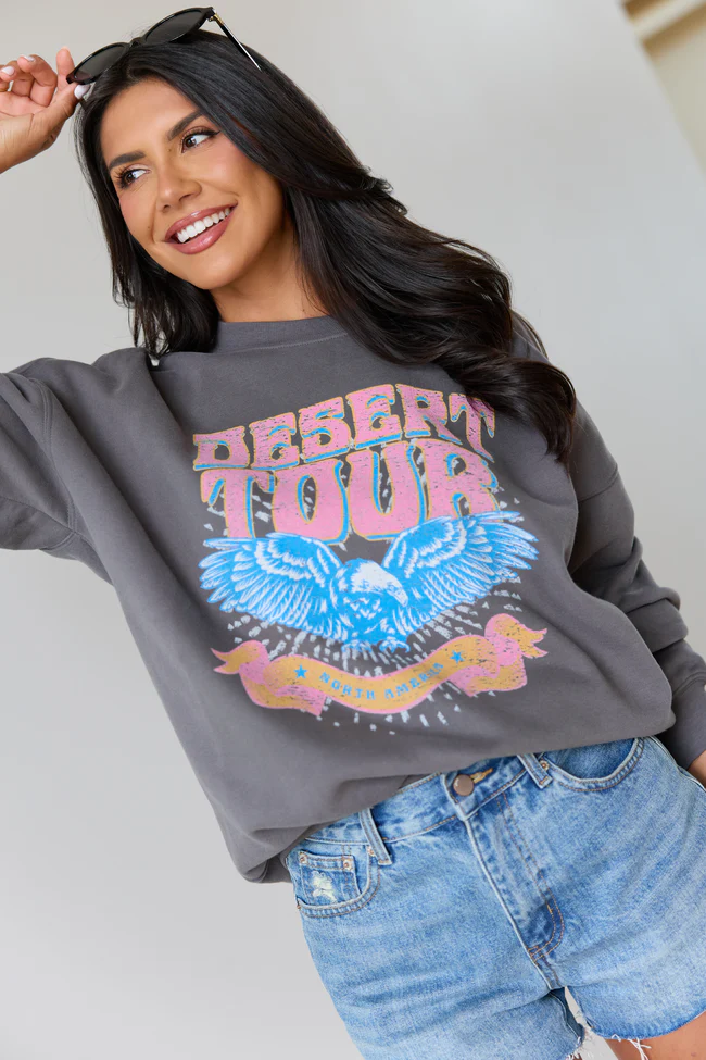 Desert Tour Dark Grey Graphic Sweatshirt