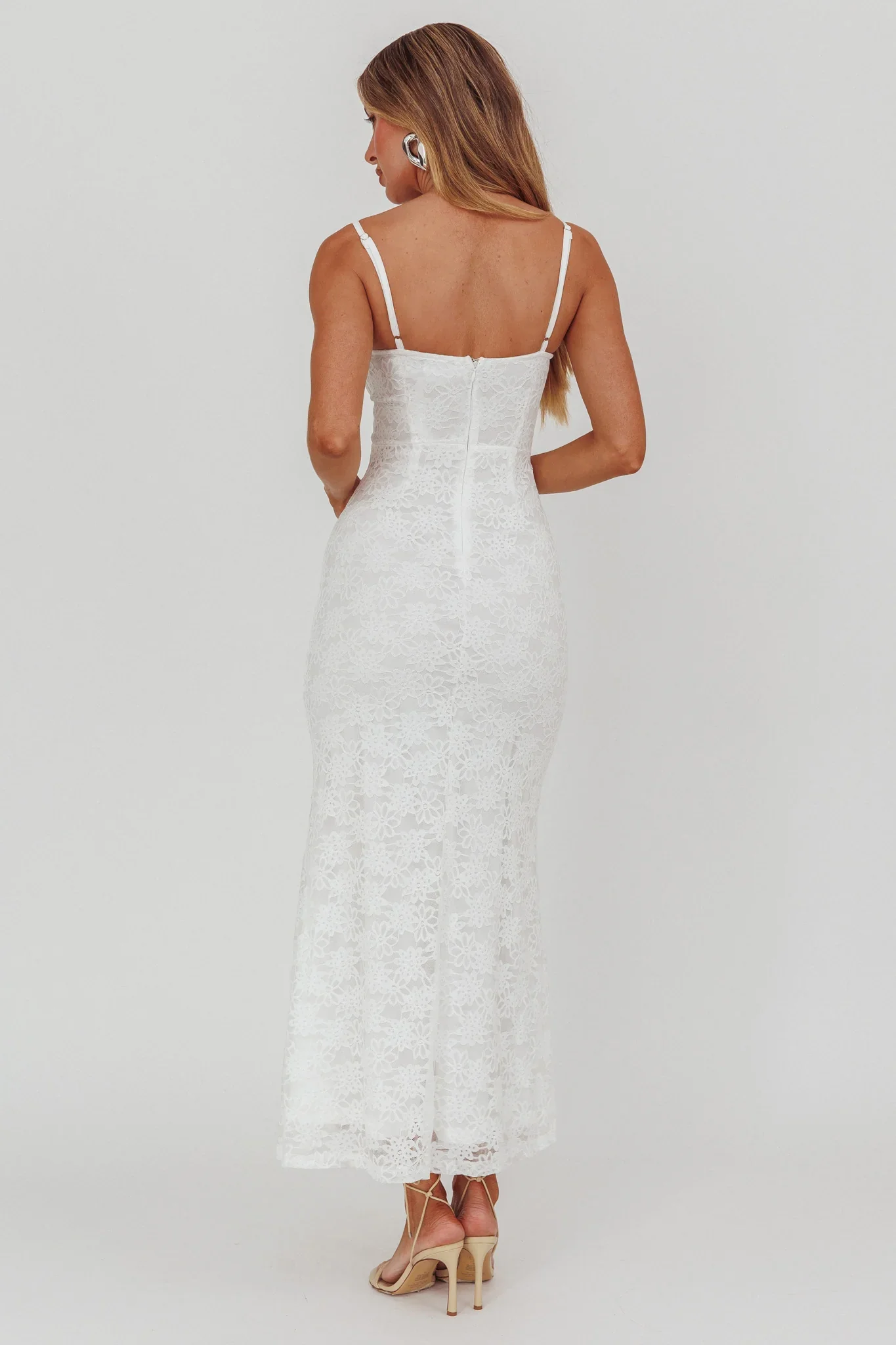 Passione Tied Bust Lace Maxi Dress White