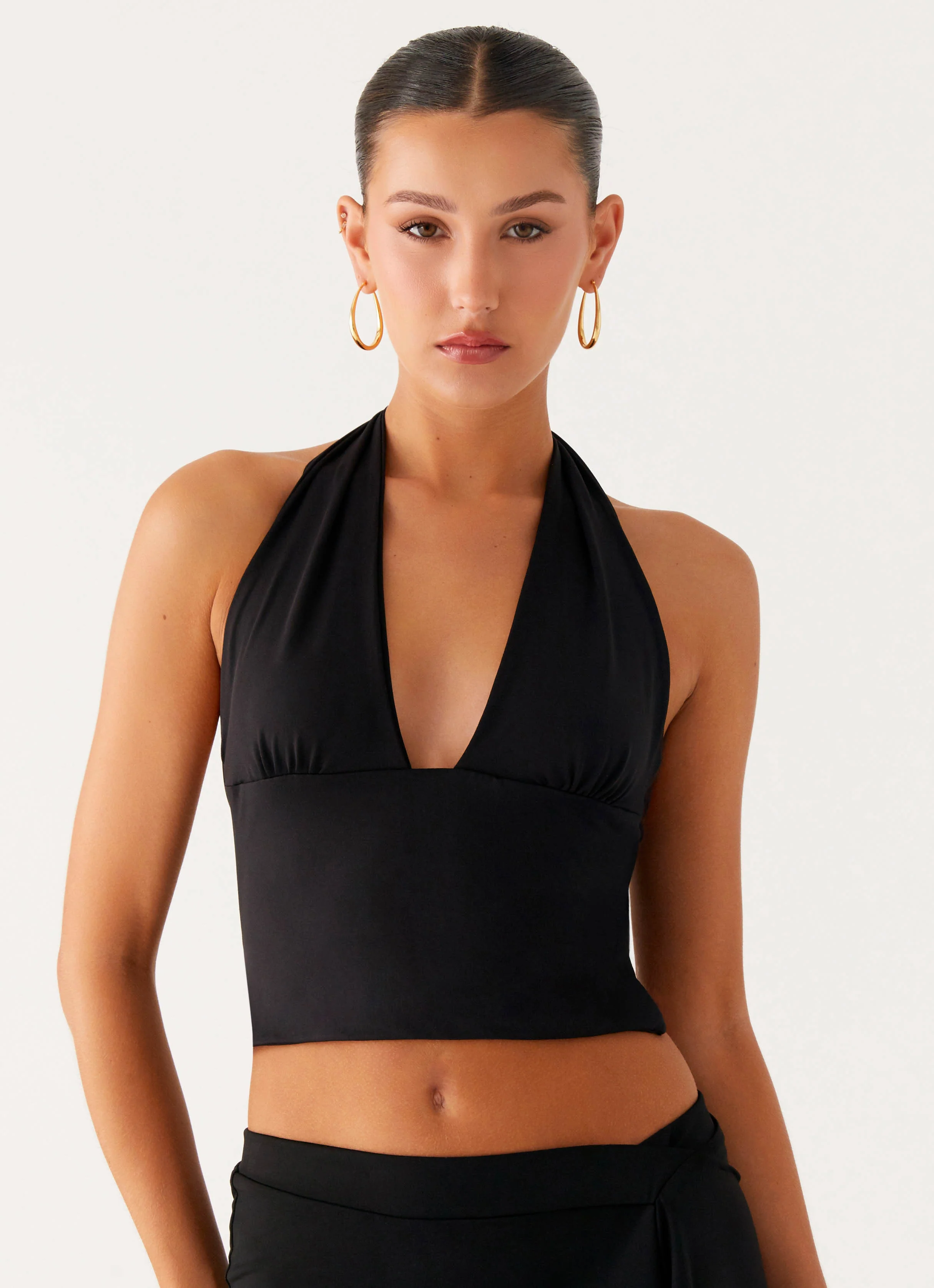 Fade Out Hardware Halter Top - Black