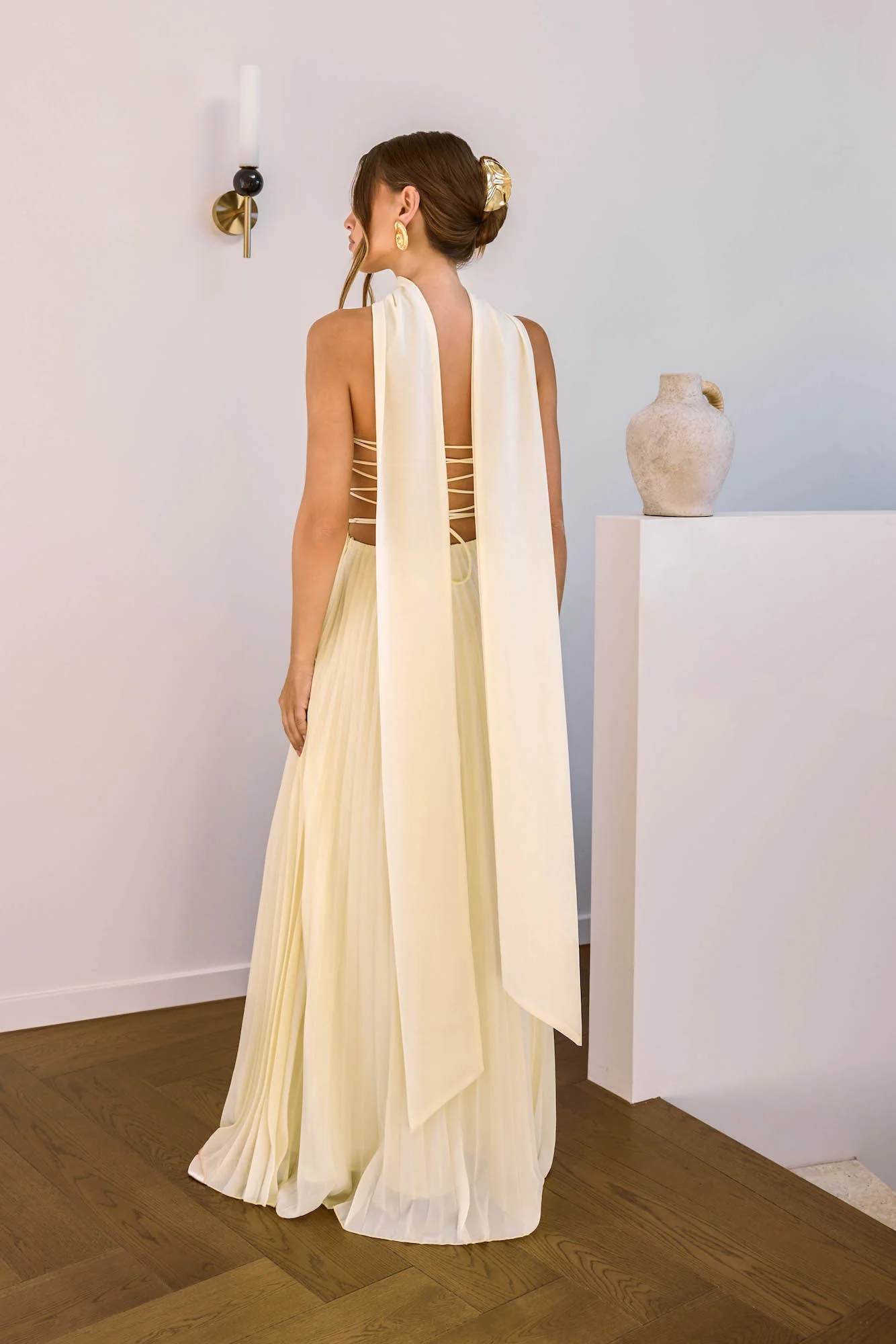 Rosewater Roads Strapless Maxi Dress Yellow