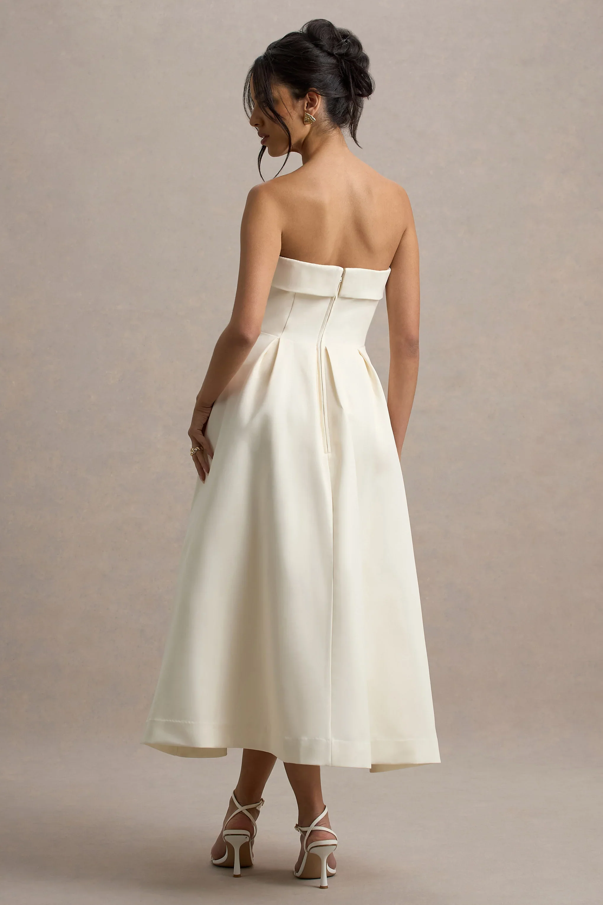 Annalise | Peony Floral Print Bandeau Skater Midi Dress