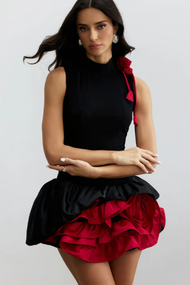 Fiona Floral Applique Layered Ruffle Dress