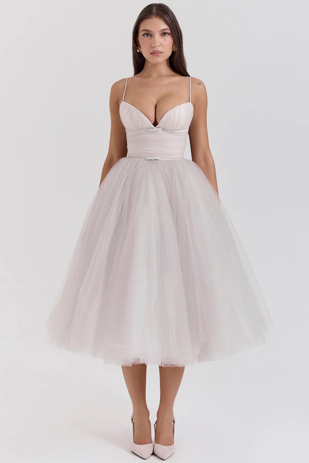 french dove tulle midi dress - sale