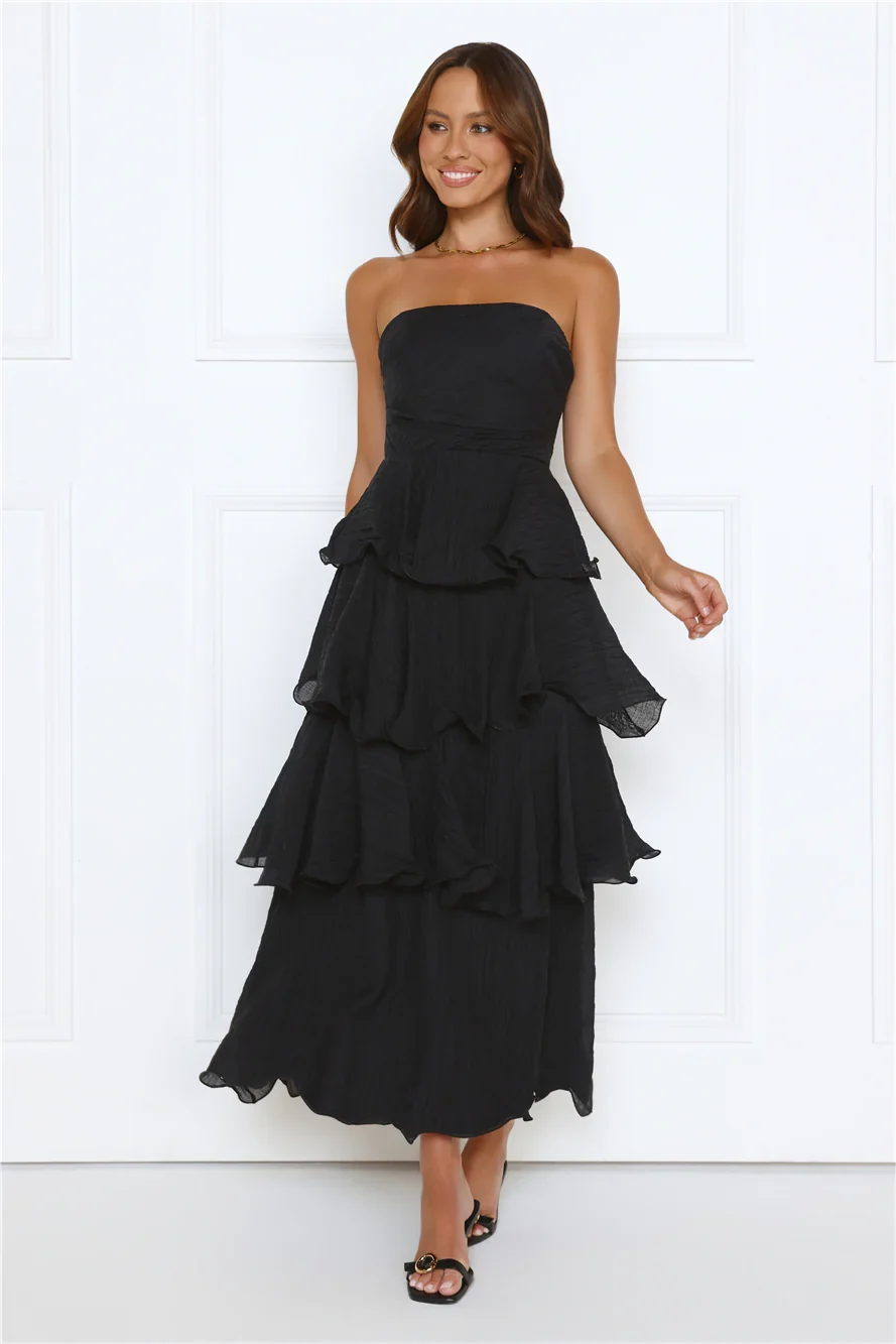 Wedding Adventure Strapless Maxi Dress Black