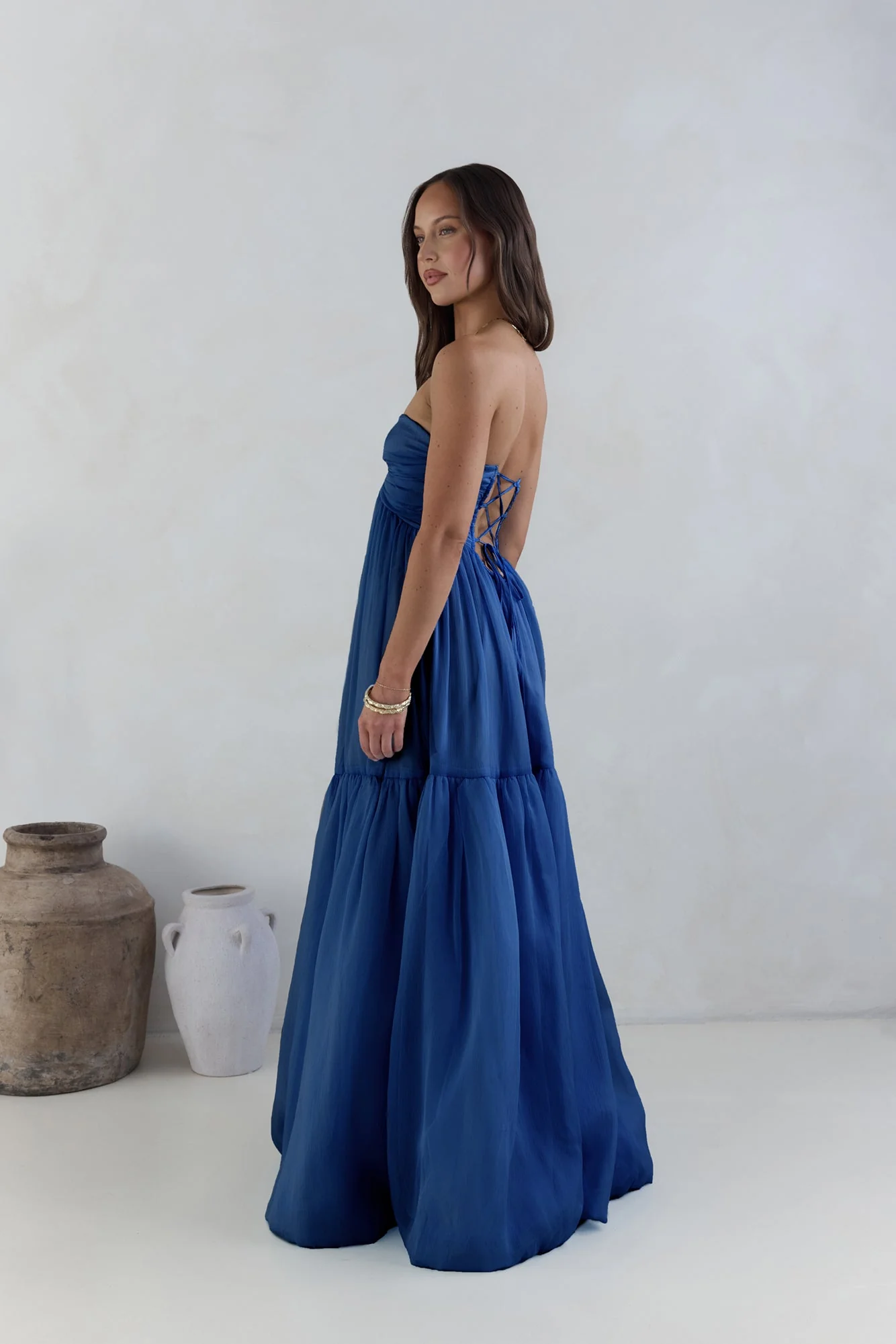 Unforgettable Style Strapless Maxi Dress Navy