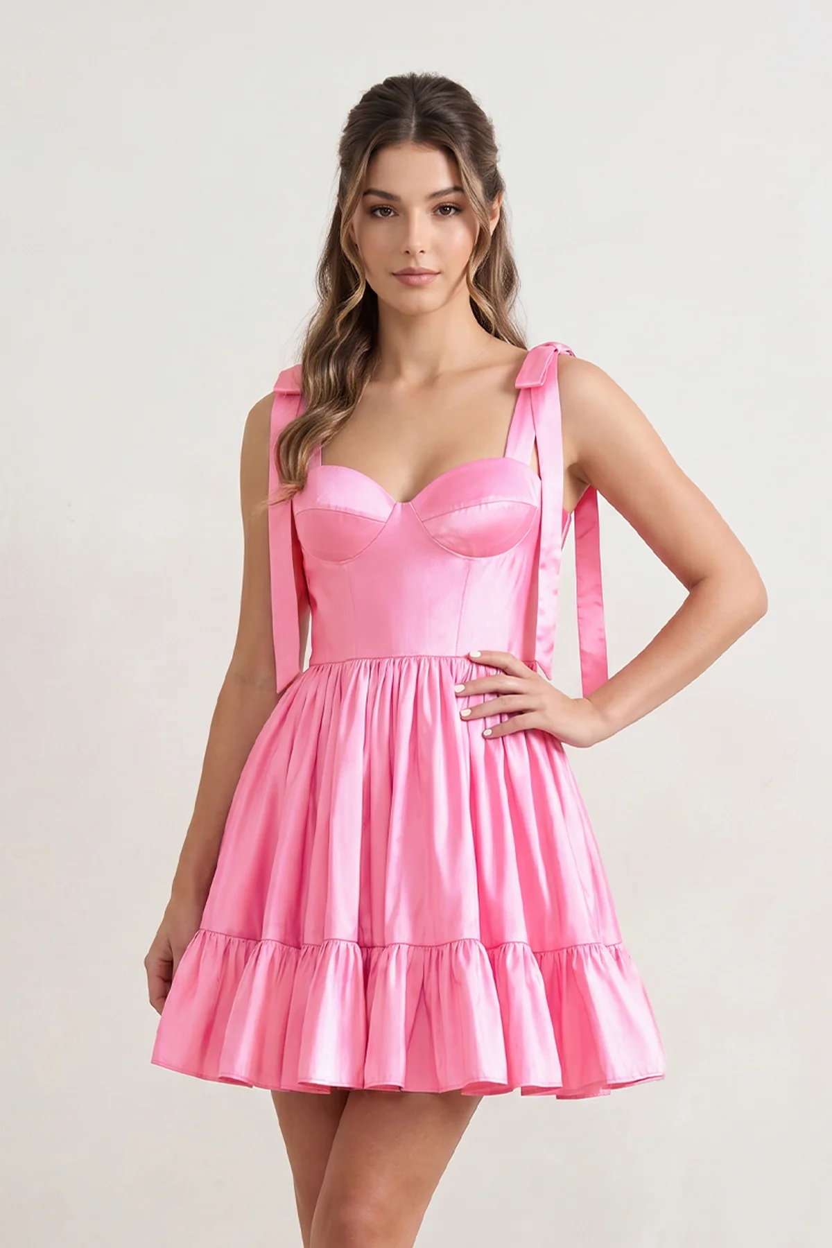 A-line Spaghetti Straps Homecoming Dress with Ruffle