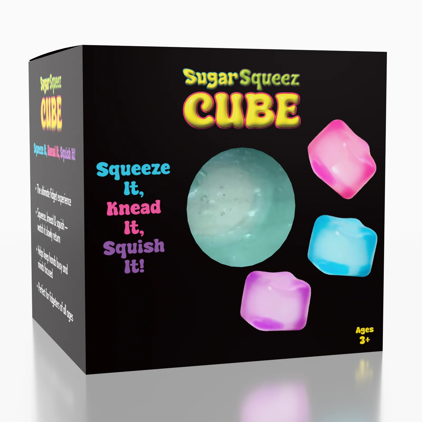 SugarSqueez Cube Mini Size Squishies® Fidget Sugar Stress Ball (1pc) Color Ships Assorted