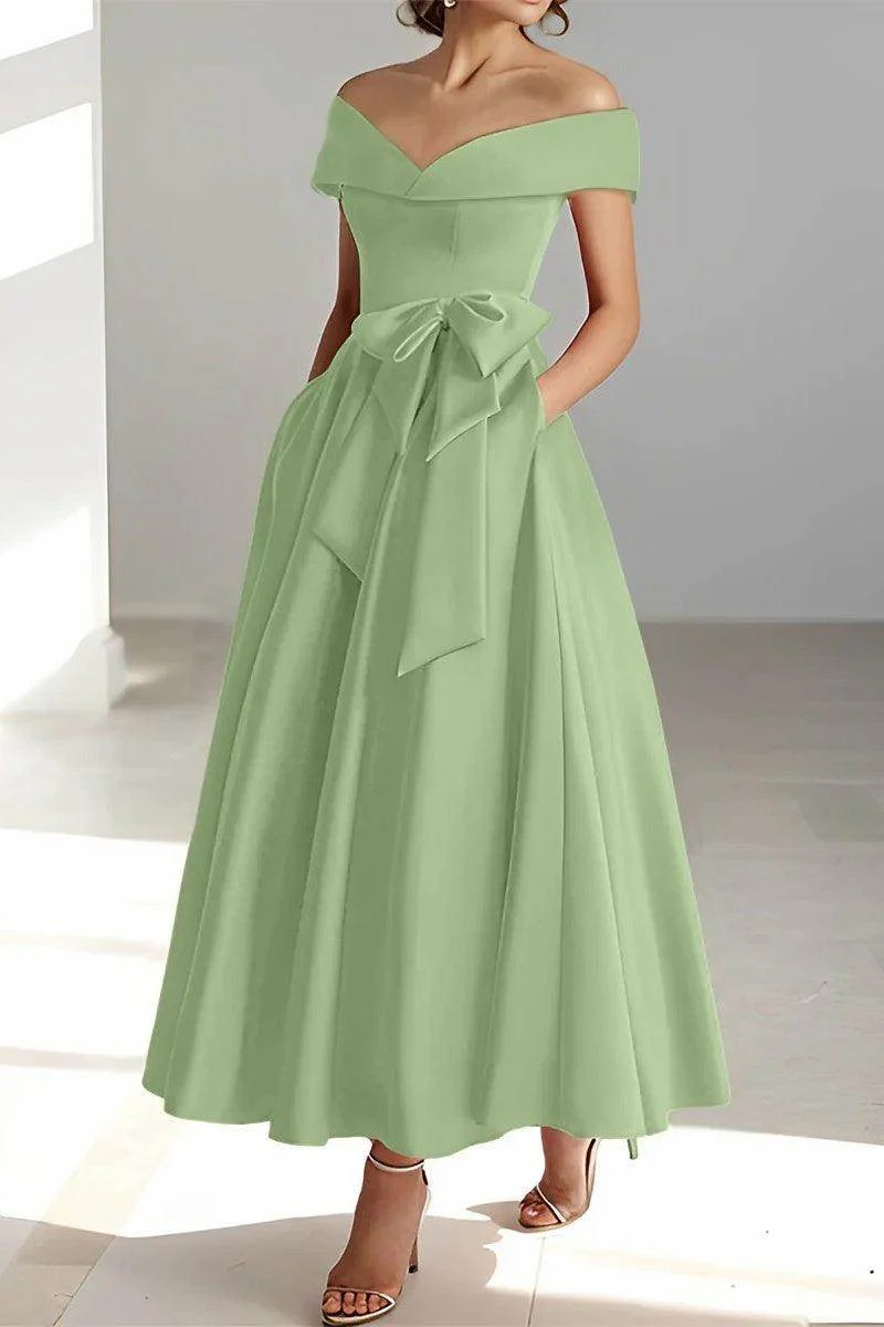 Off The Shoulder Sleeveless Ankle Length Mother Dresses CM0332