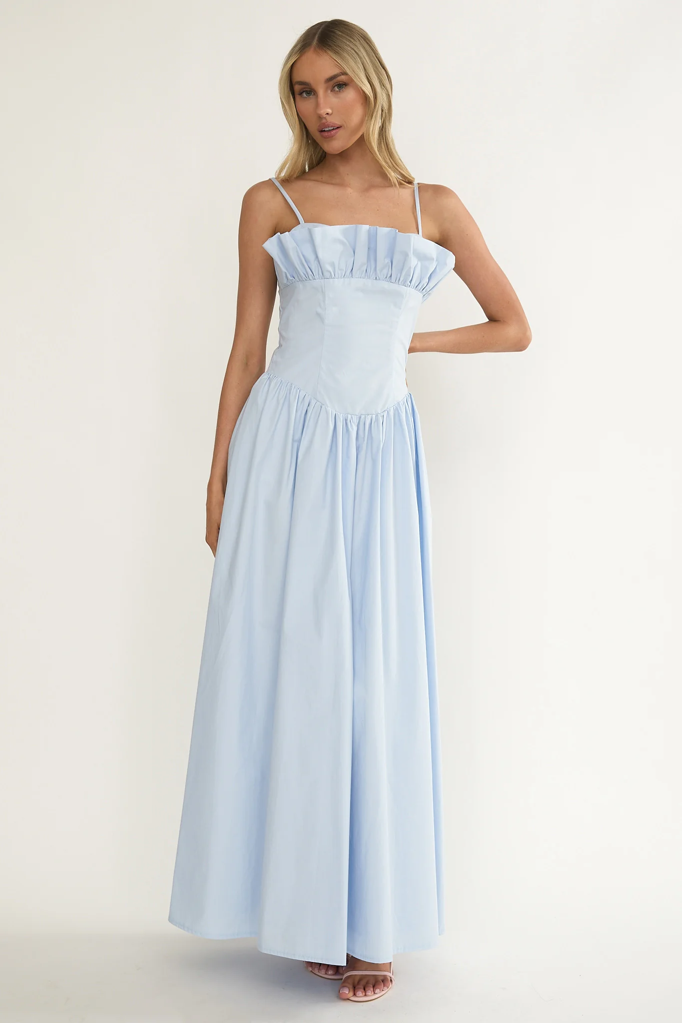 Pailin Frill Bust Maxi Dress Blue